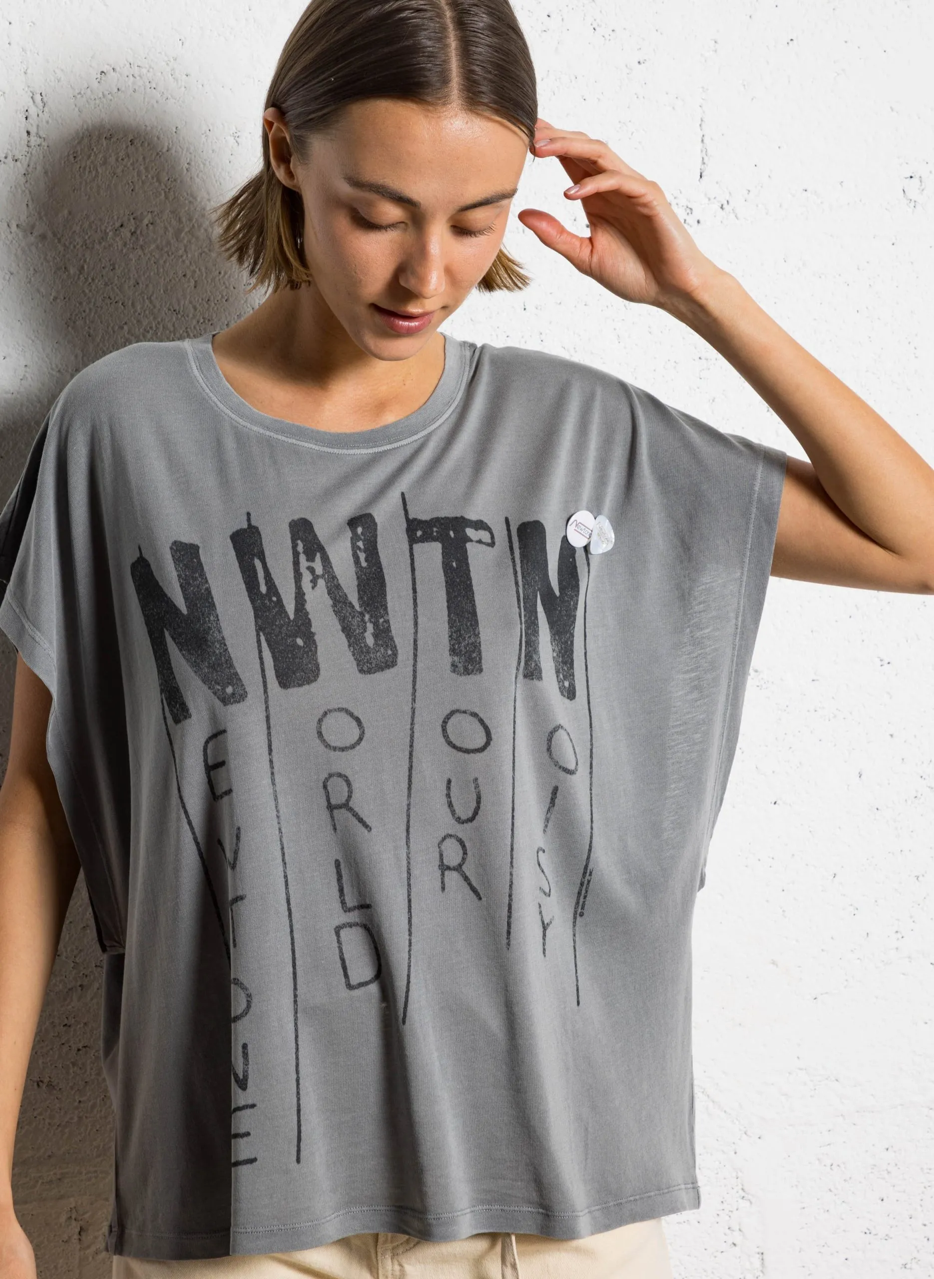 Tee-shirt col rond Gris JANET NOISY