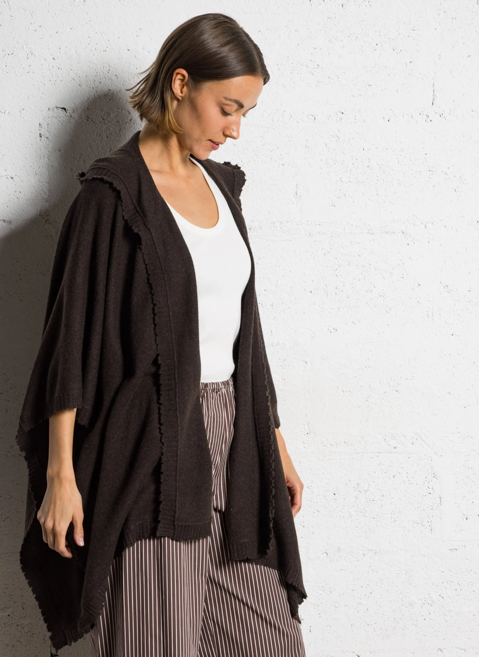 Poncho en cachemire Marron MATY