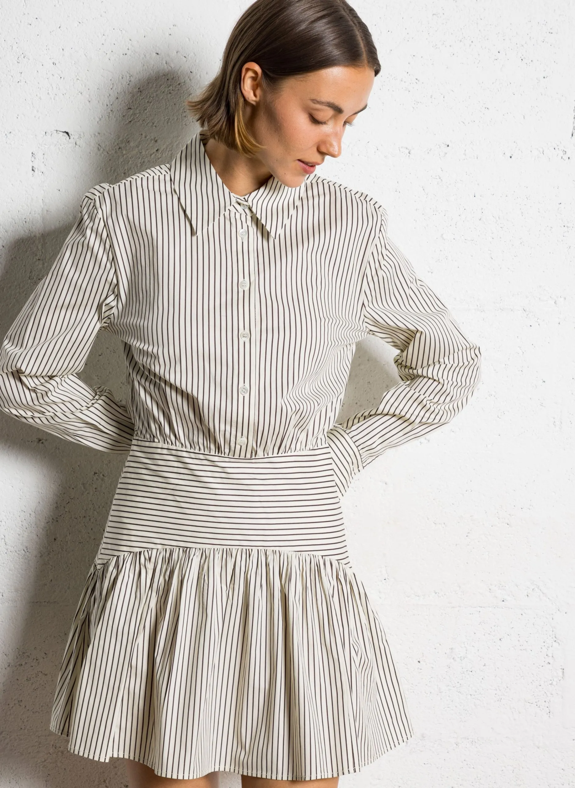 Robe courte en coton mélangé rayé Multicolore ROCCO MINI