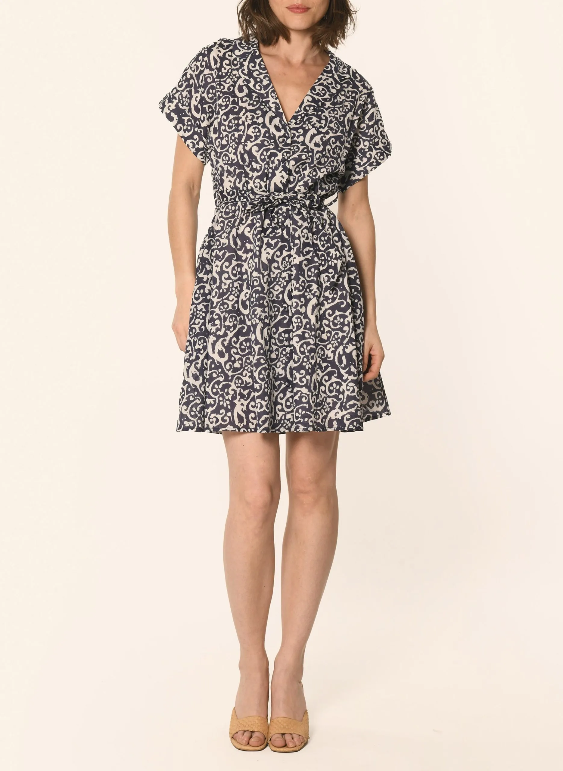 Robe courte imprimée avec ceinture Bleu MULHOUSE