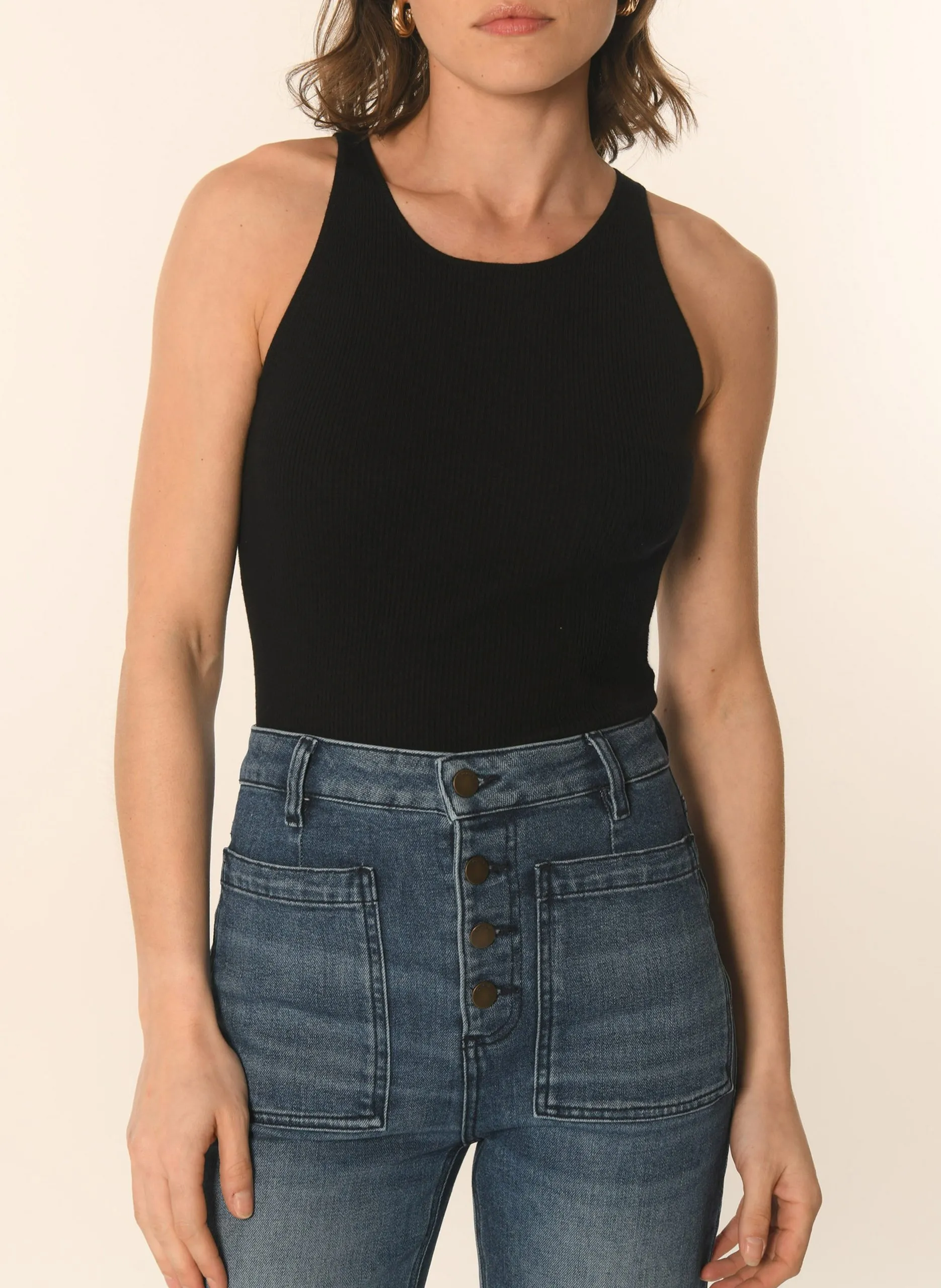 Débardeur col rond Noir LOLITA