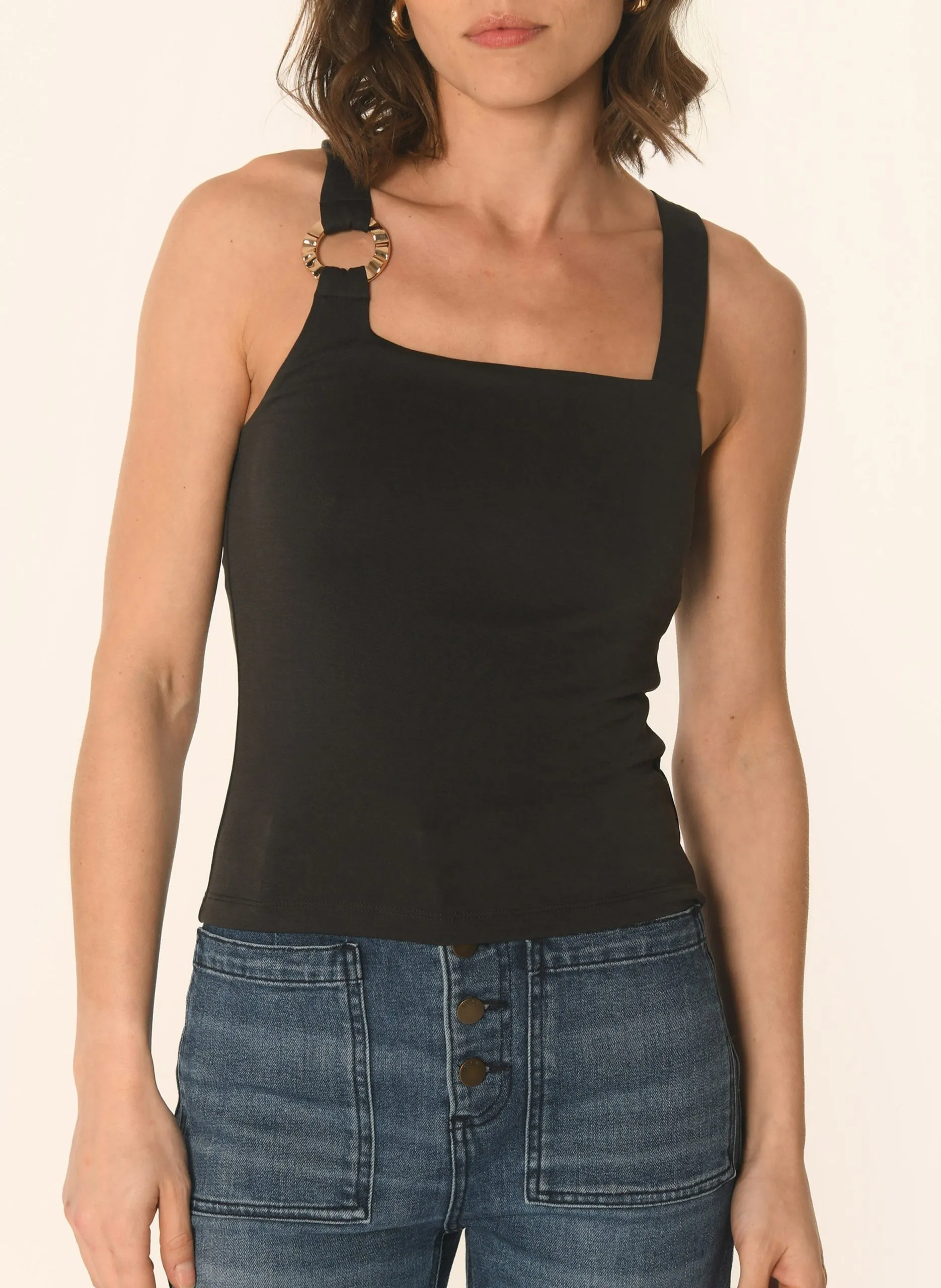 Top col carré Noir AIKO