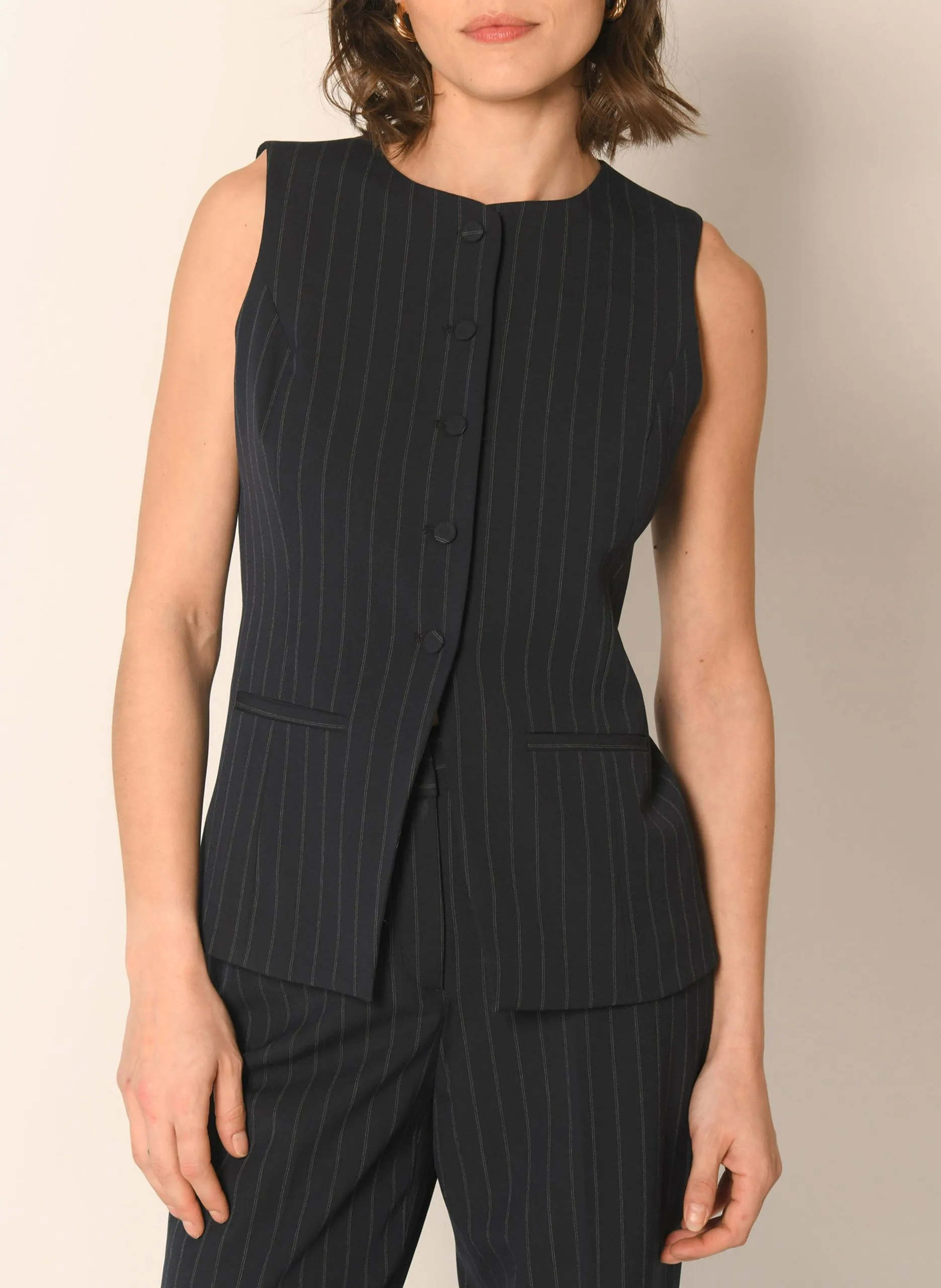 Veston cintré à rayures Bleu AMY