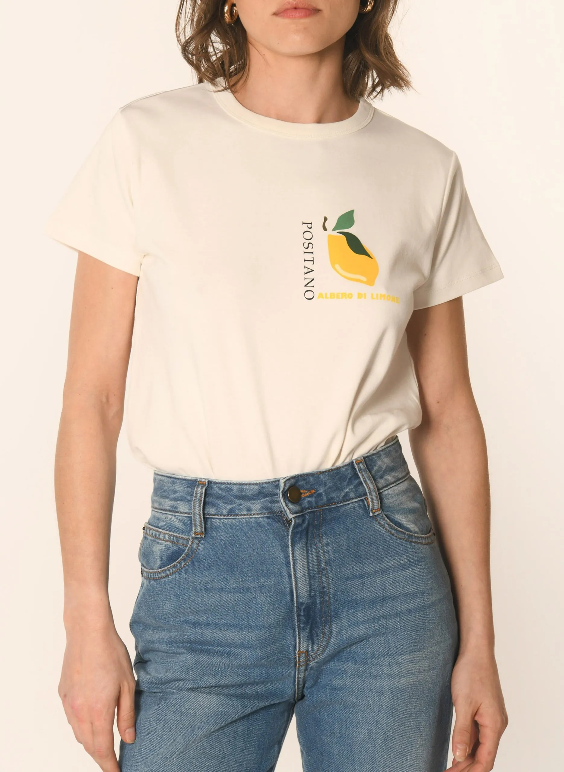 Tee-shirt col rond en coton Blanc ASHTON