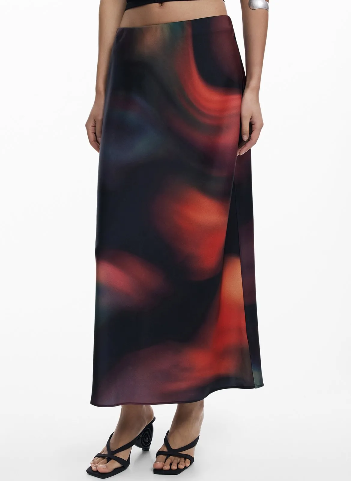 Jupe longue imprimée Rouge