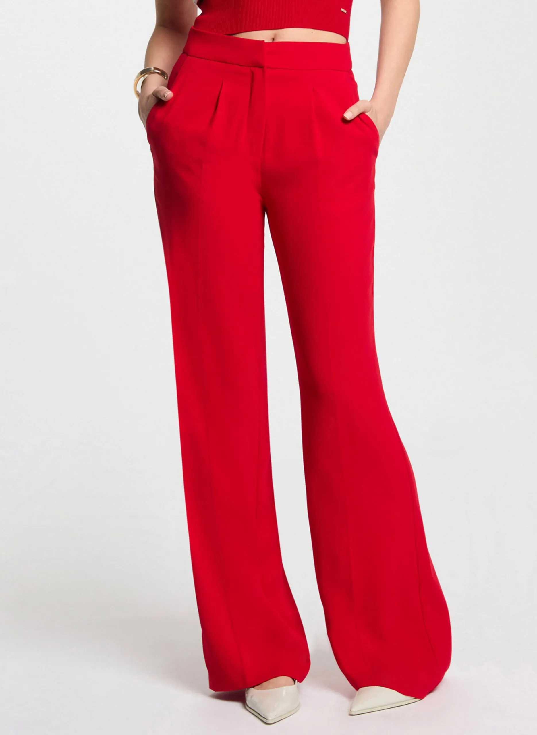 Pantalon large à pinces Rouge 251-PVESY.F