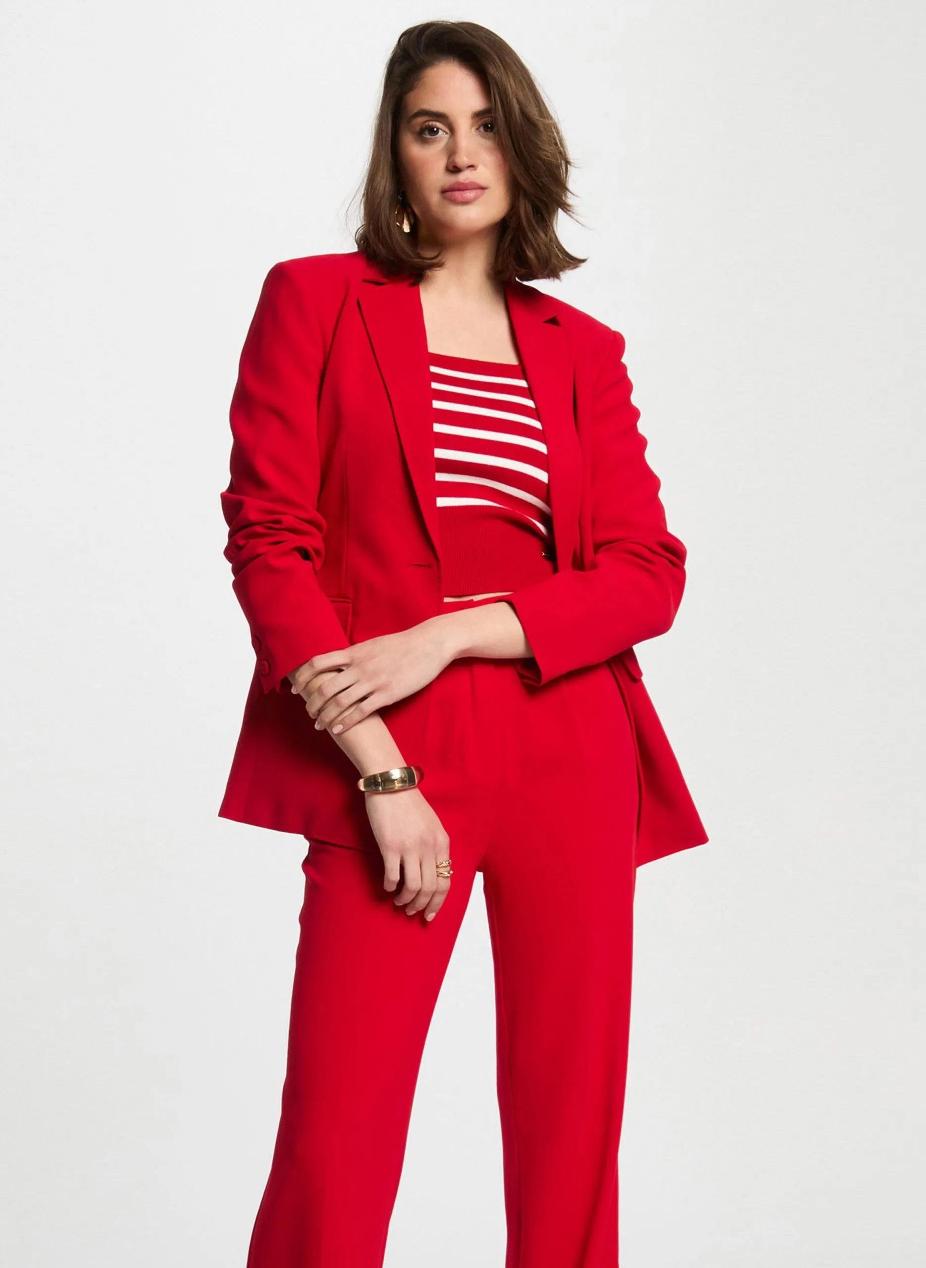 Veste tailleur cintrée boutonnée Rouge 251-VESTY.F