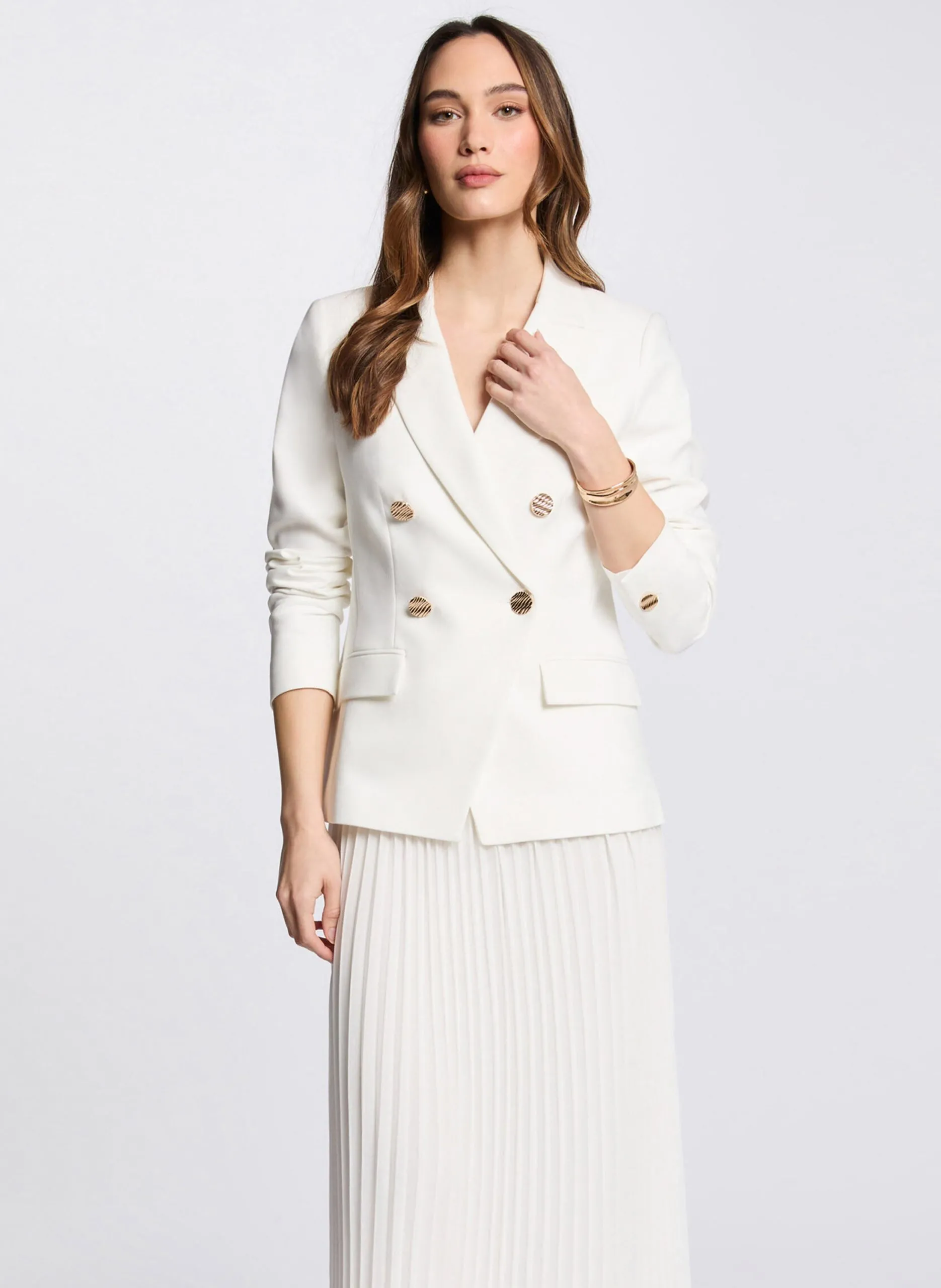 Veste tailleur cintrée double boutonnage Noir 251-VPKY.F