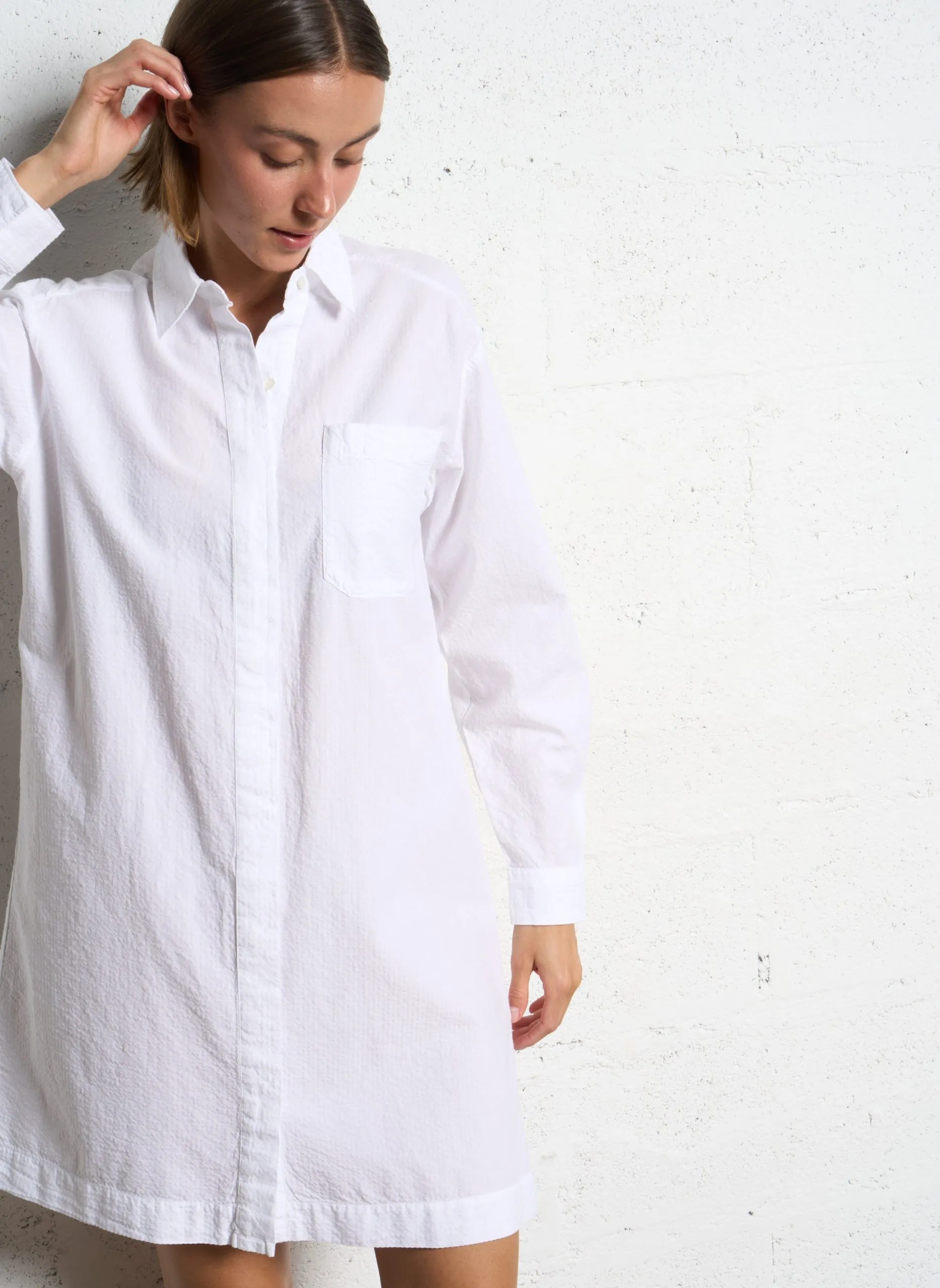 Robe courte en coton mélangé Blanc RIMON