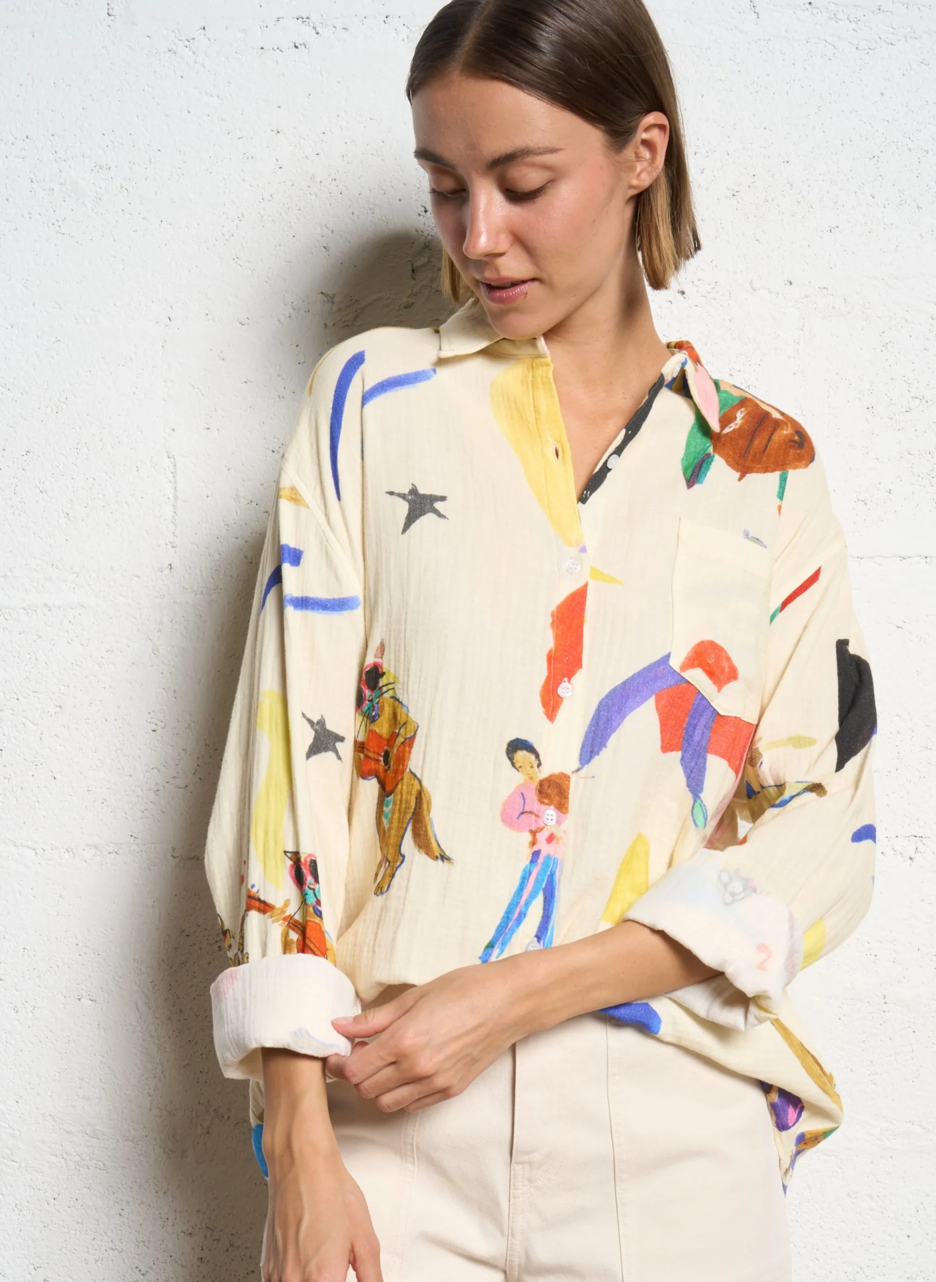 Chemise oversize en coton Multicolore MUSIC CUT