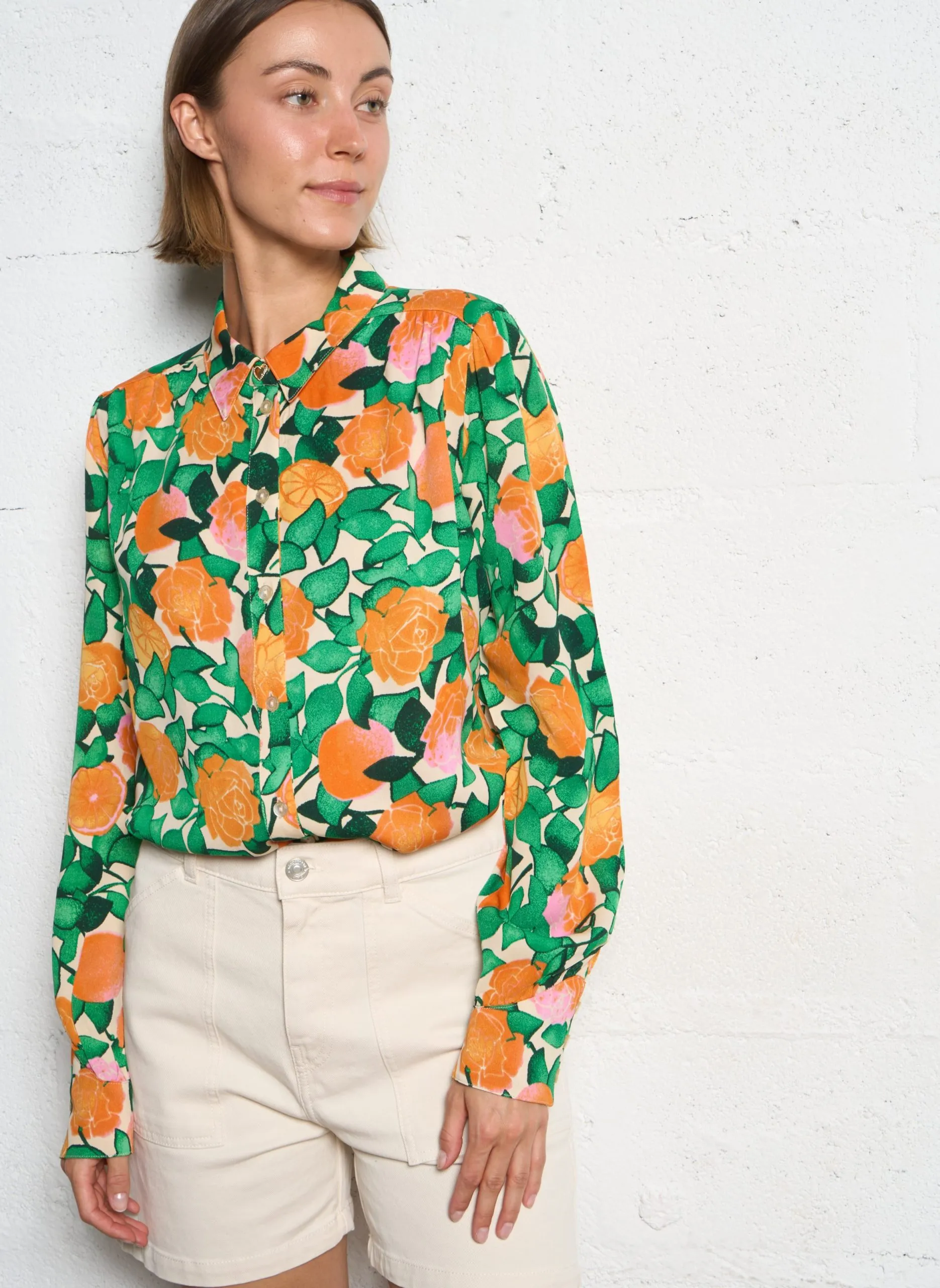 Chemise col classique imprimée Vert COCO