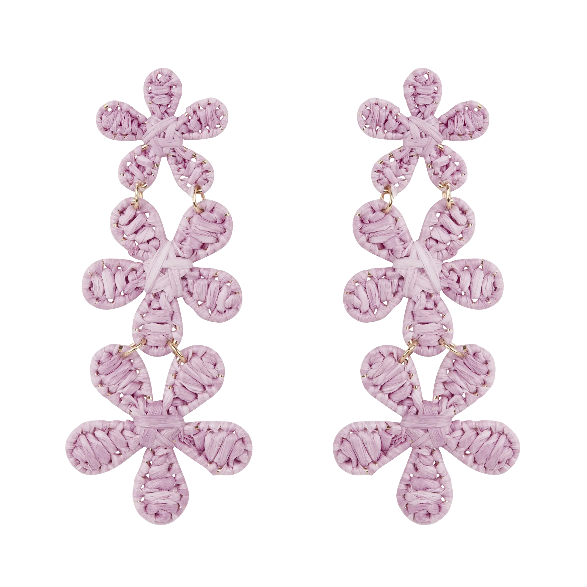 Boucles d'oreilles pendantes en raphia Violet MAELIE