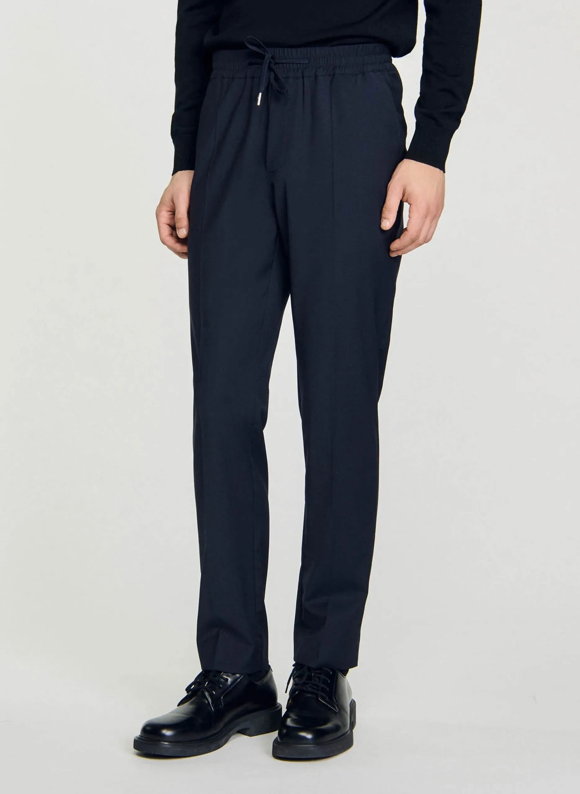 Pantalon droit élastiqué Bleu