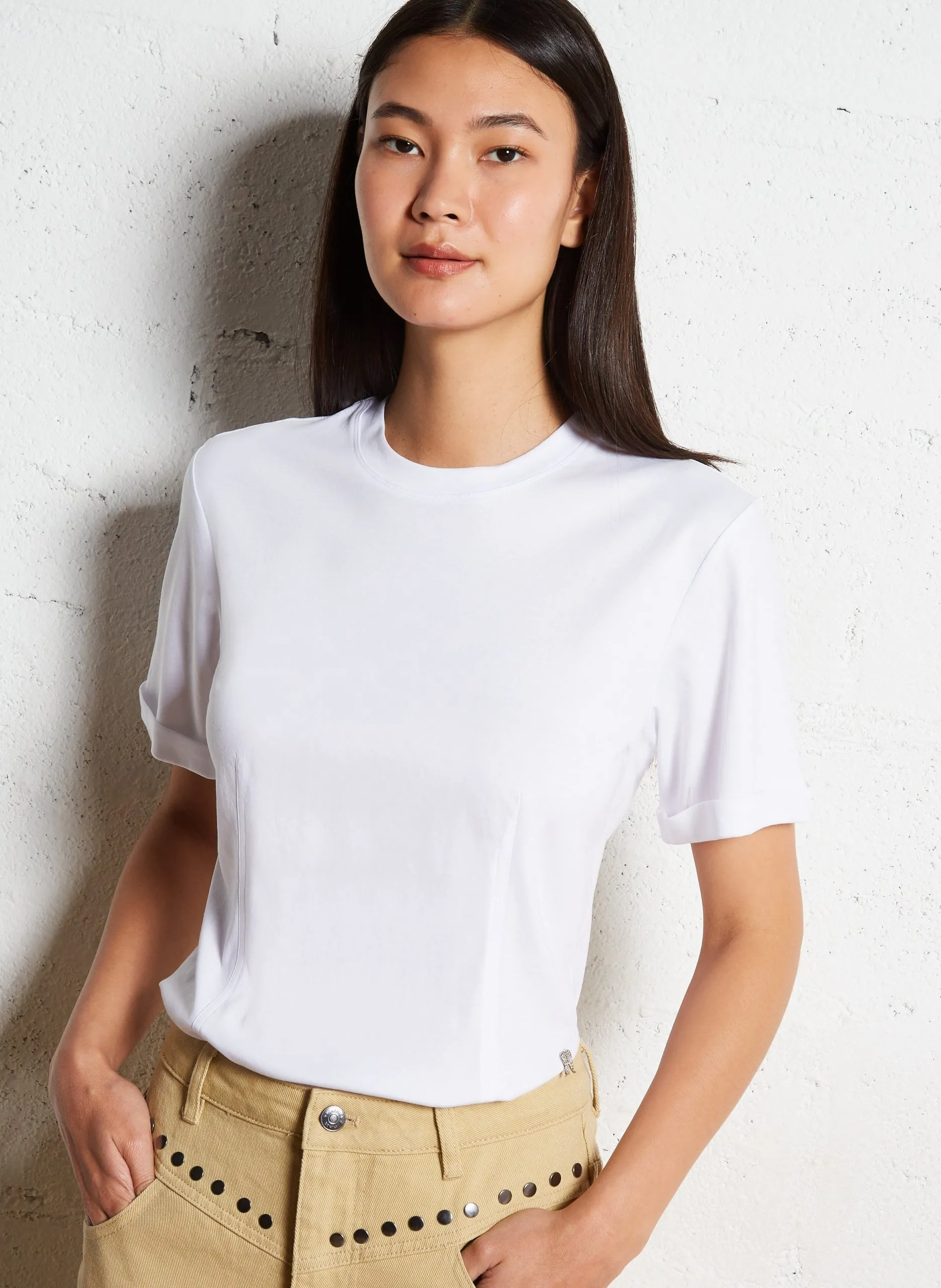 Tee-shirt droit en coton Blanc TENZALIA