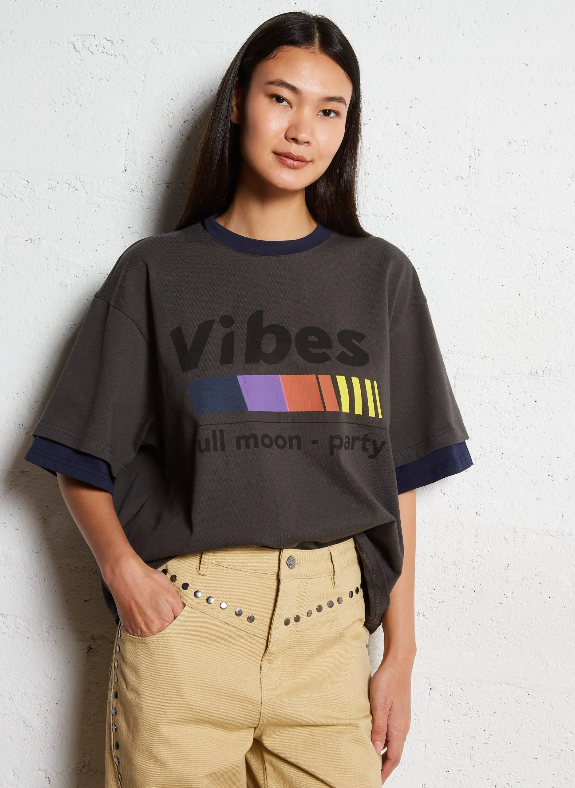 Tee-shirt col rond en coton Gris TEVIBES