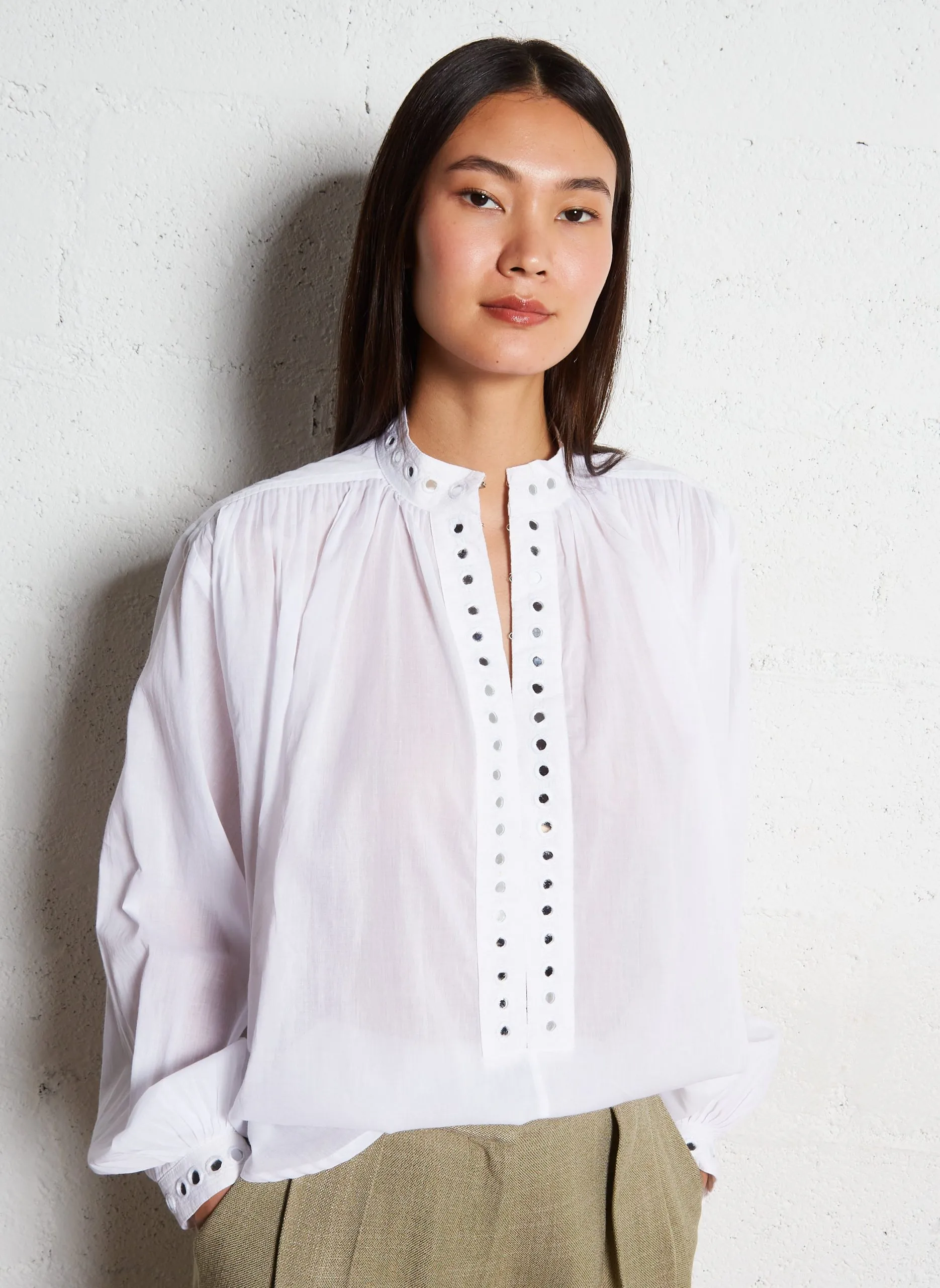 Blouse oversize en coton Blanc GATE