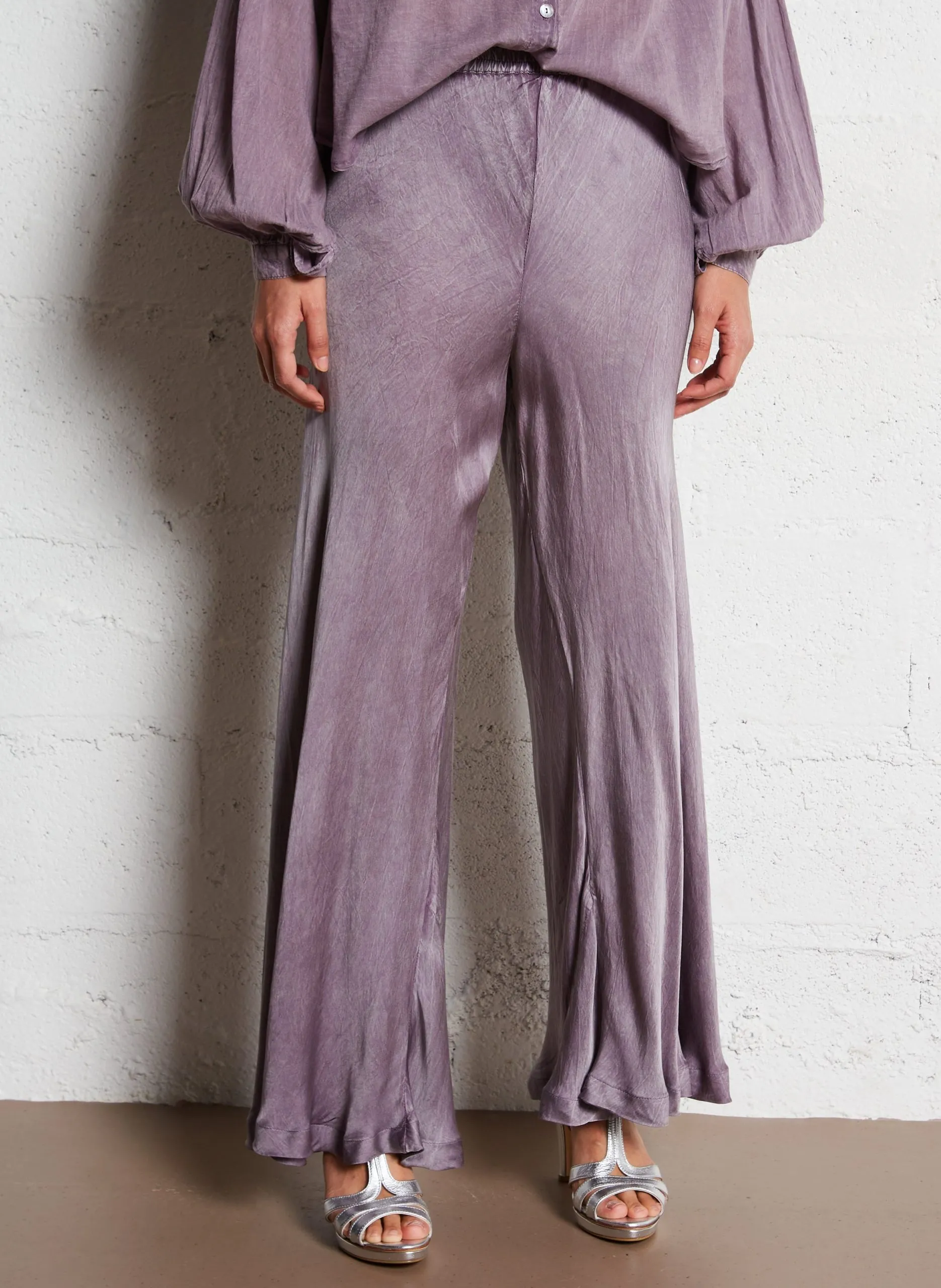Pantalon droit fluide délavé Violet SIMO