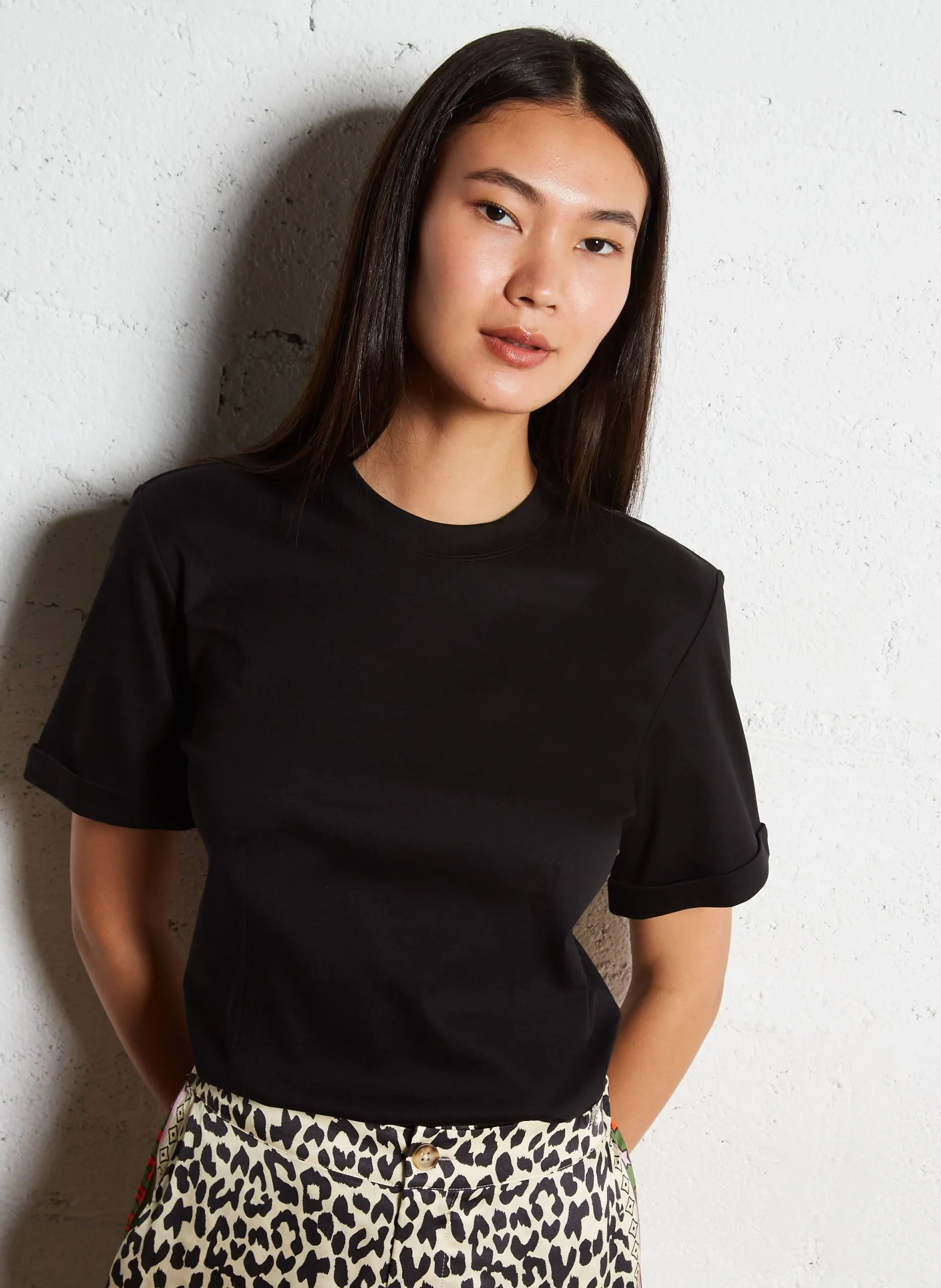 Tee-shirt droit en coton Noir TENZALIA
