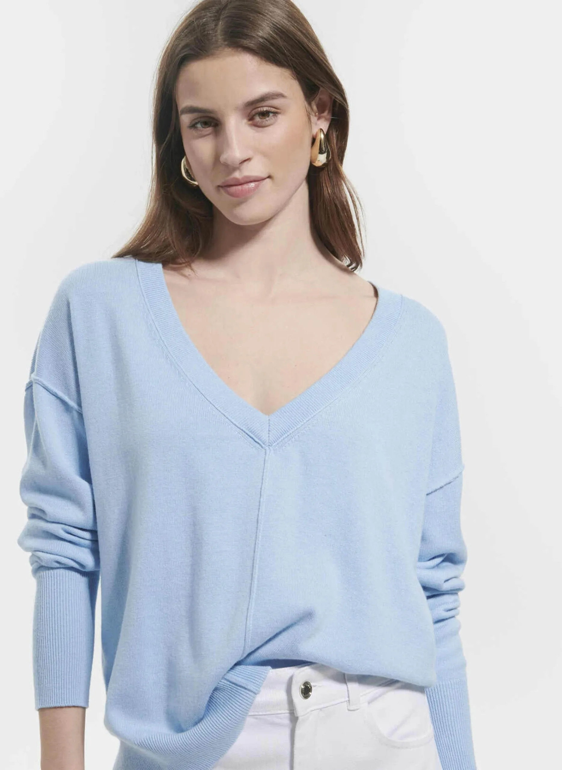 Pull ample col v Bleu PUCCI