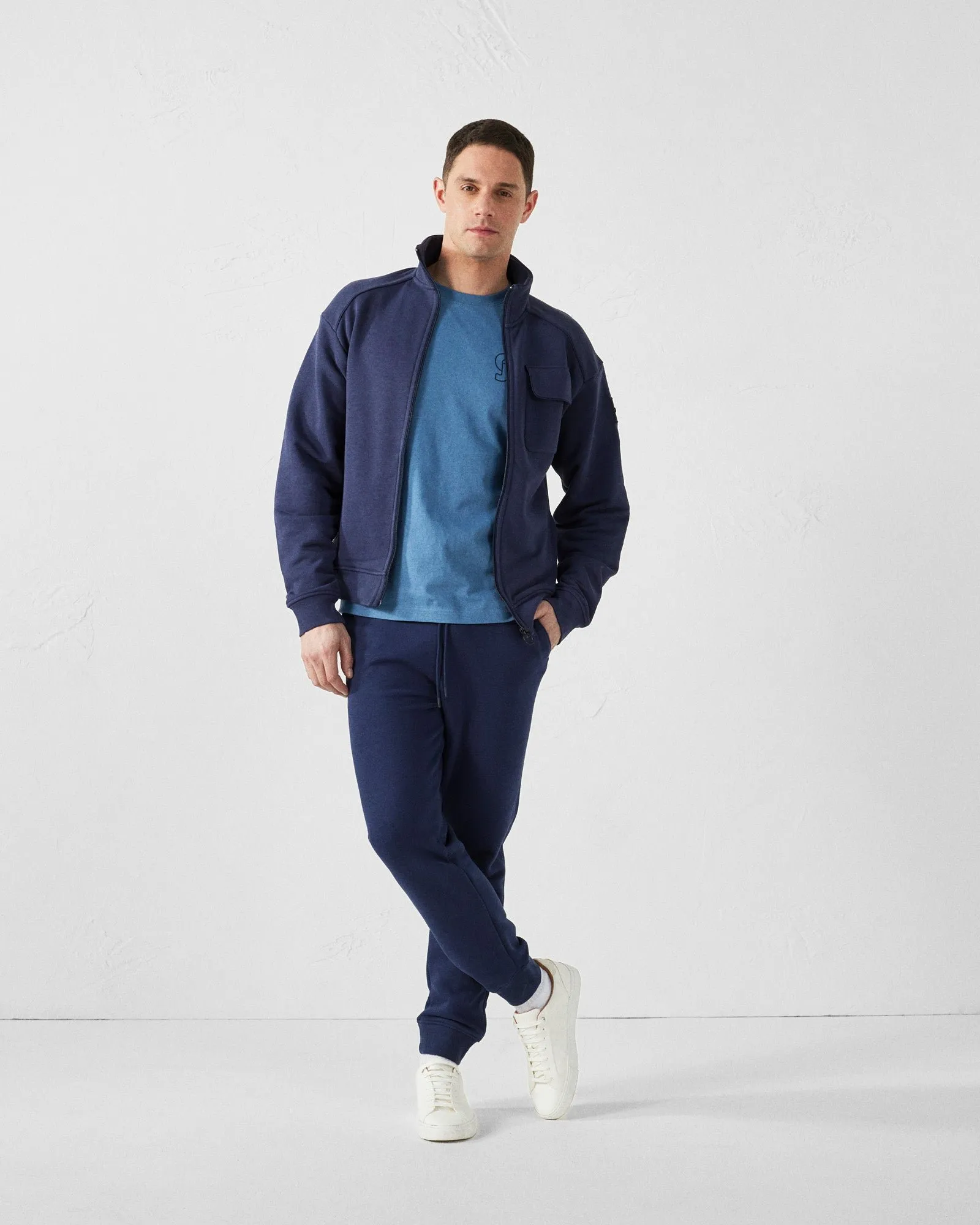 Veste col haut bimatière roger Bleu