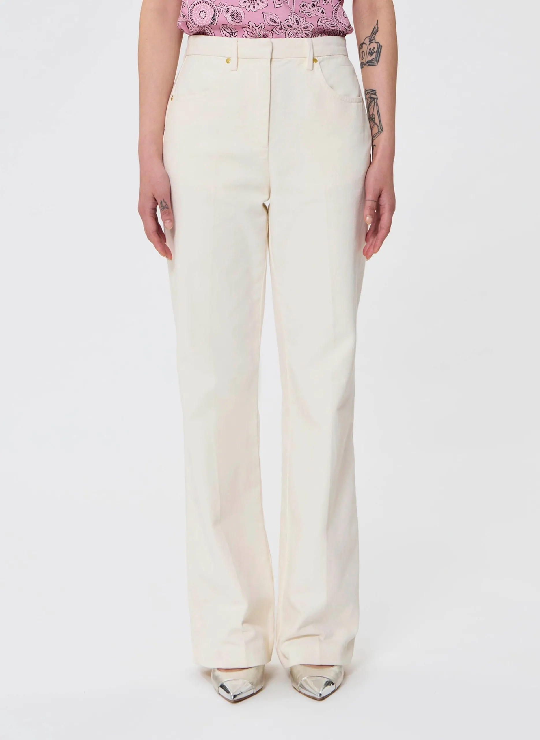 Jean évasé en coton Blanc JEROME