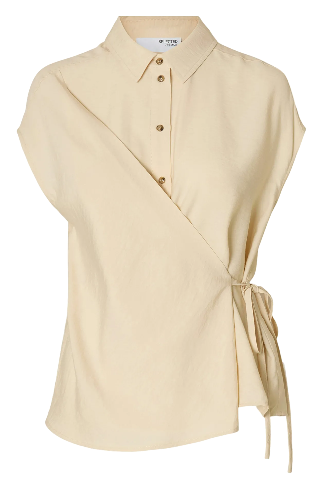 Chemise cintrée à nouer sur le côté Beige LISA