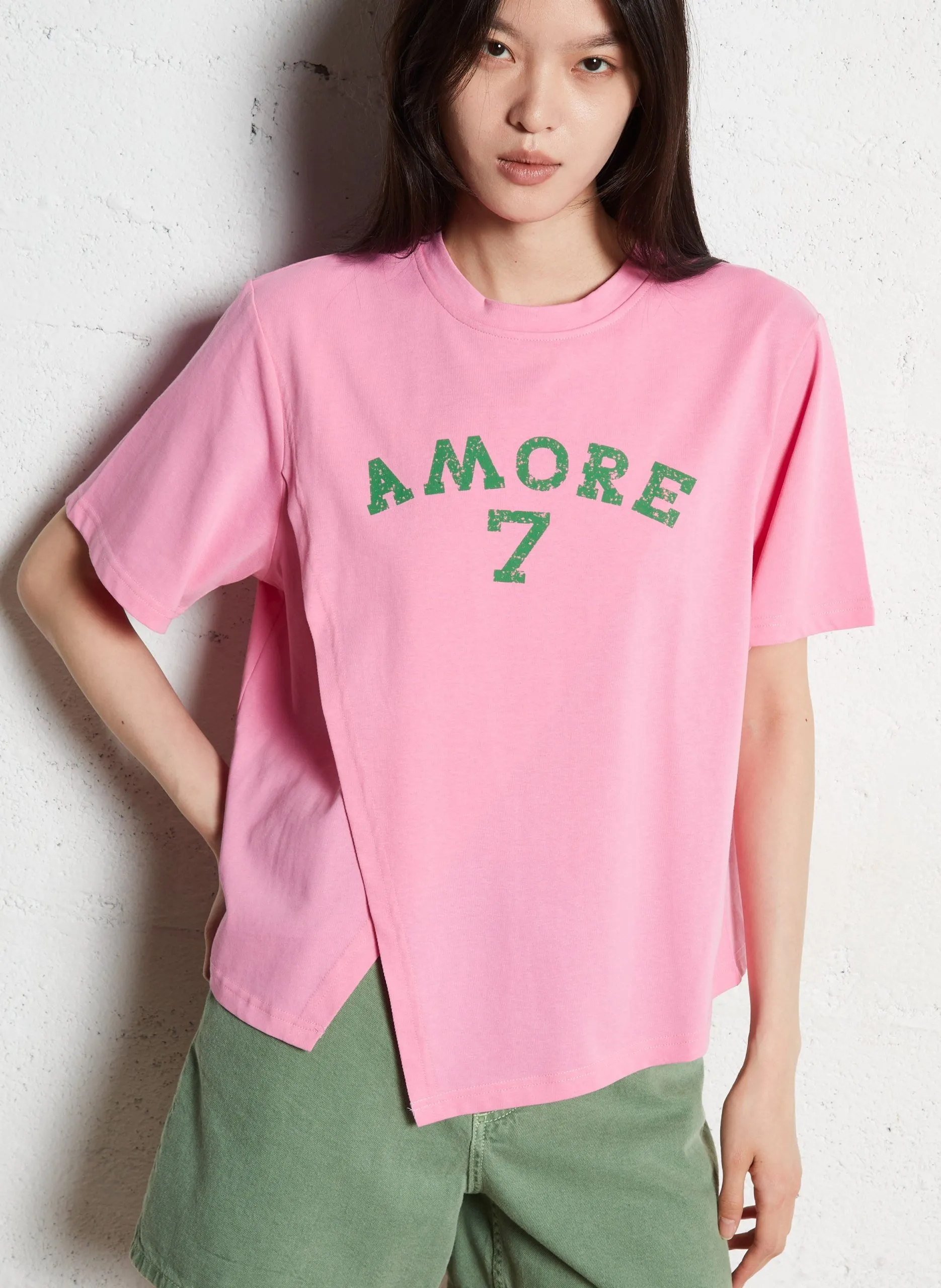 Tee-shirt oversize en coton Rose TESEVEN