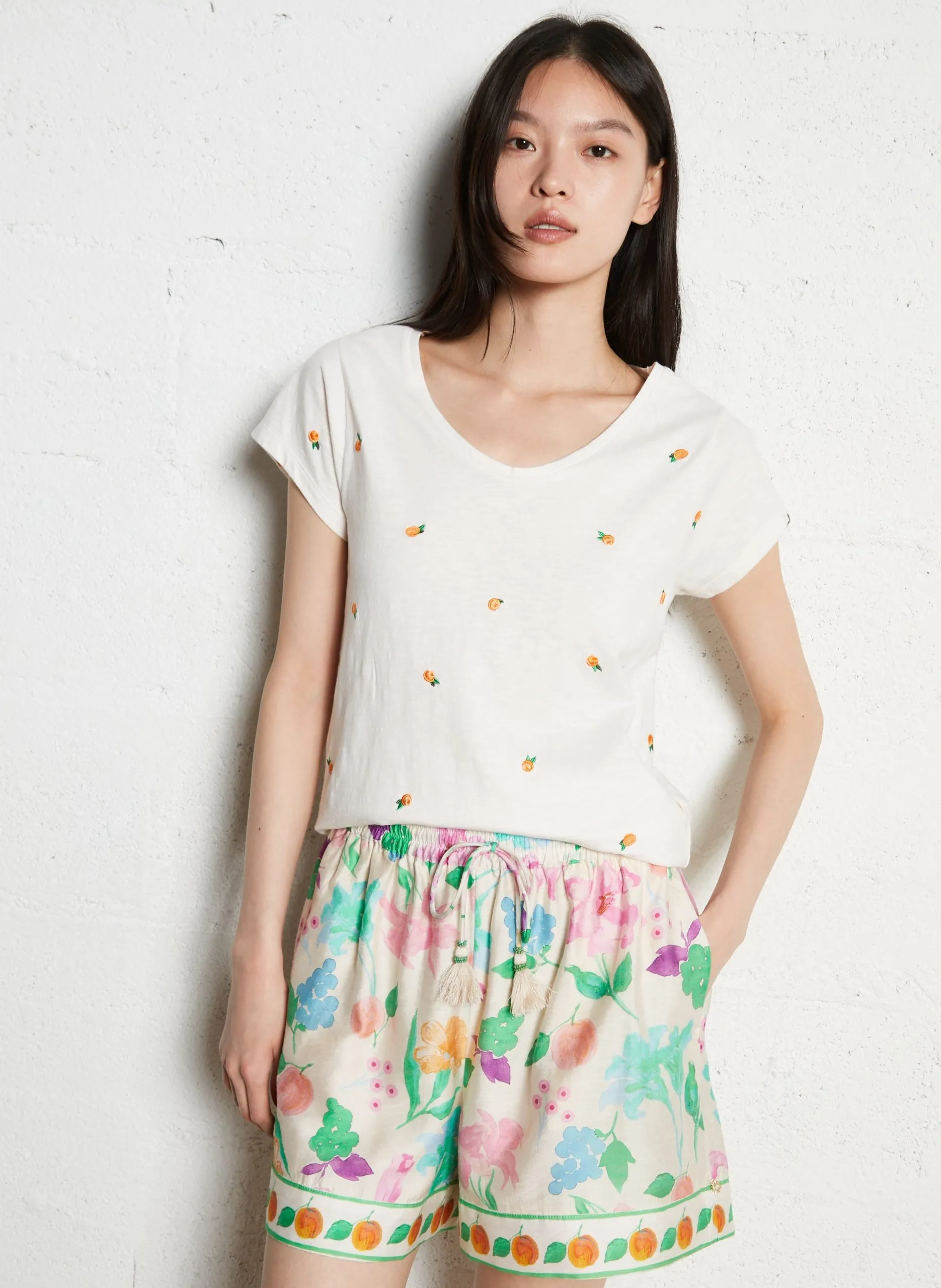 tee-shirt droit col rond en coton bio Blanc PHIL