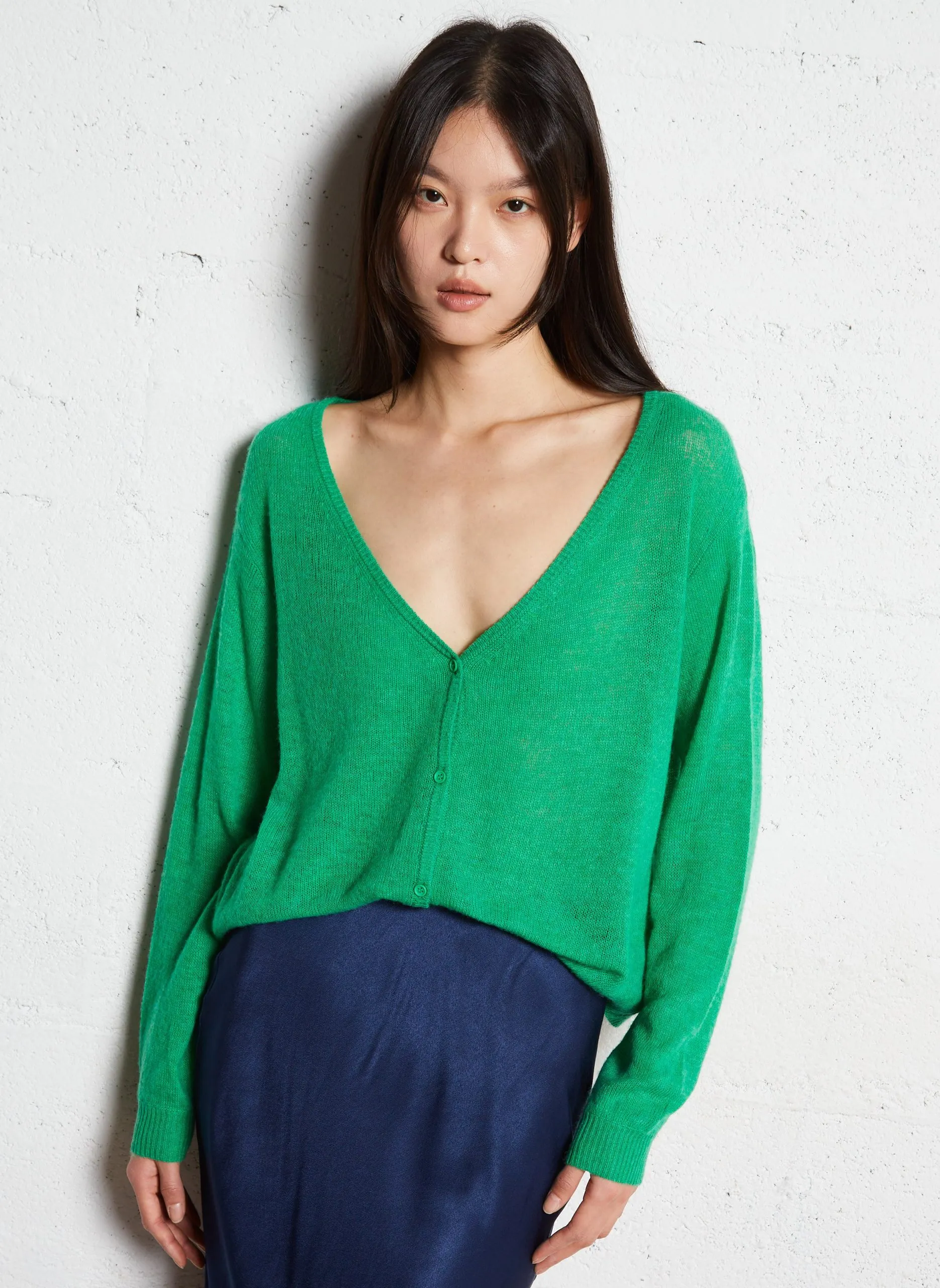 Gilet droit en maille Vert DUMY