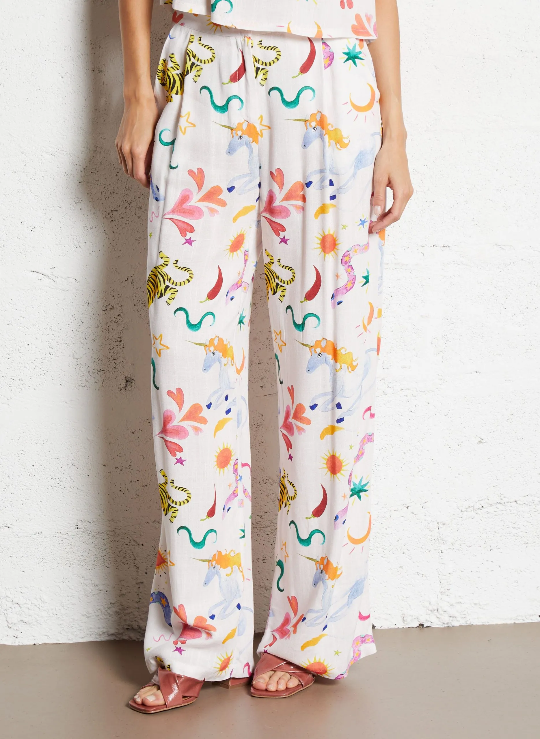 Pantalon droit imprimé Multicolore PAULINE