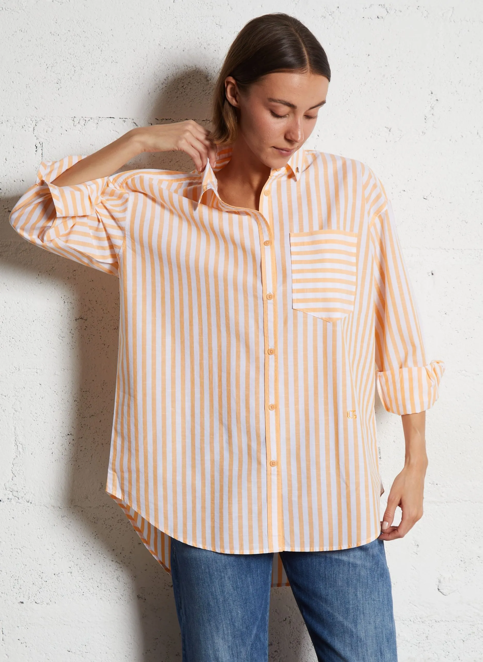 Chemise oversize col classique en coton Jaune ARIANA