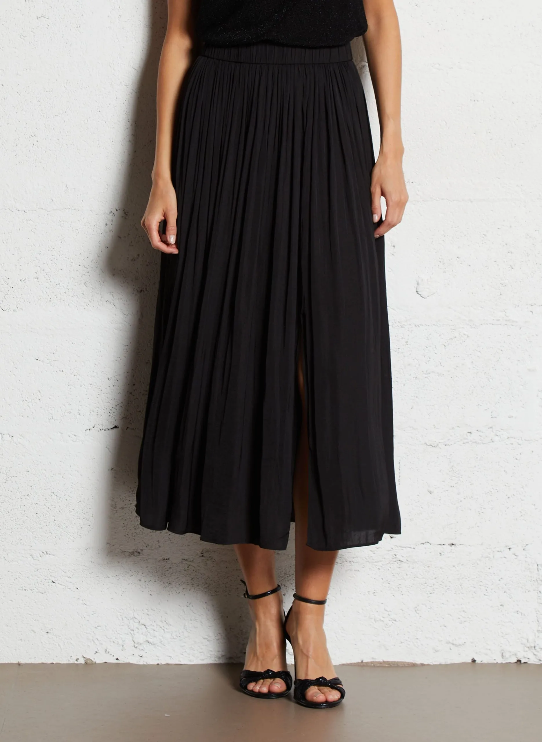 Jupe midi droite Noir JULIANA