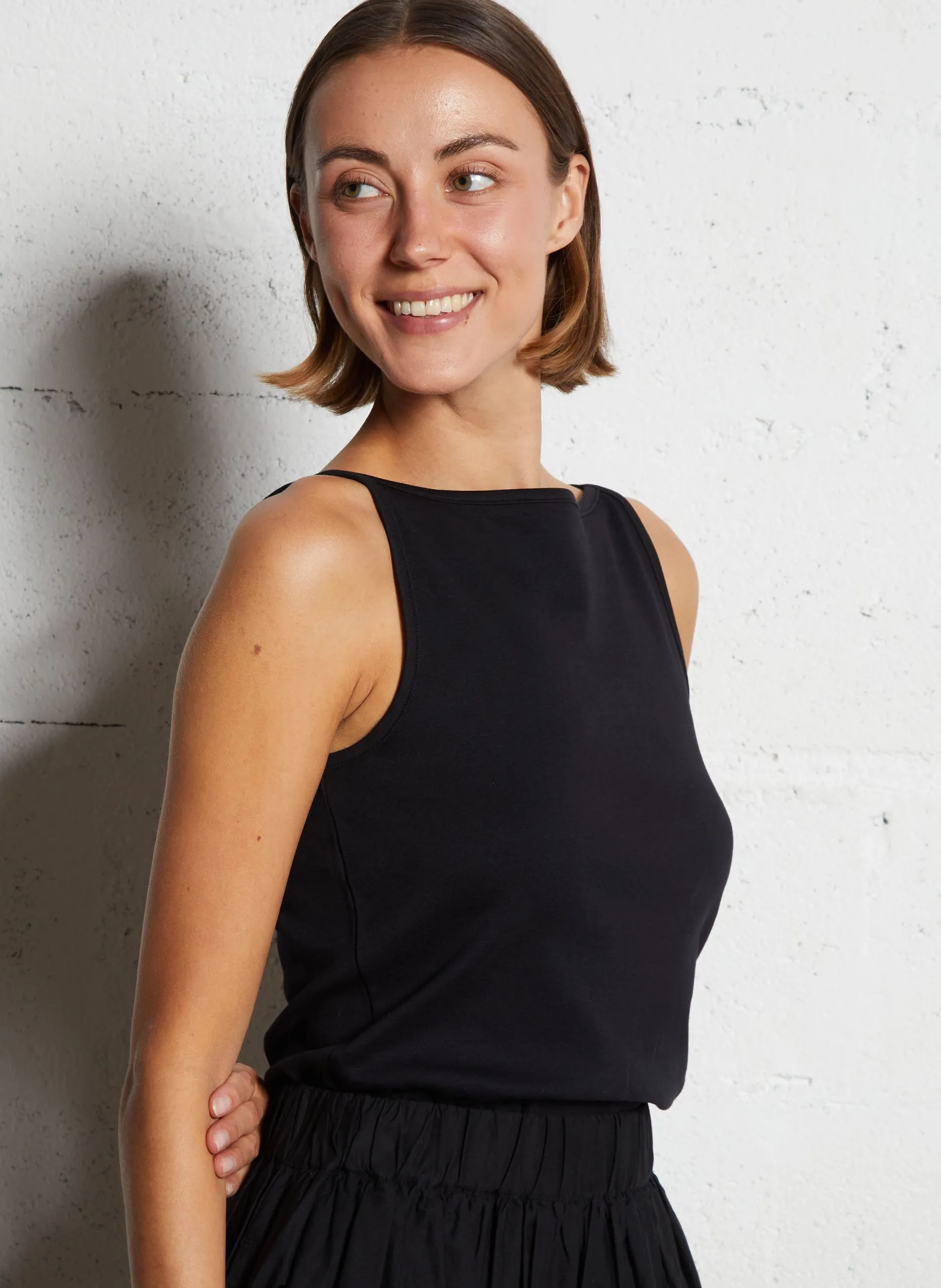 Top droit en coton Noir ACHILLE