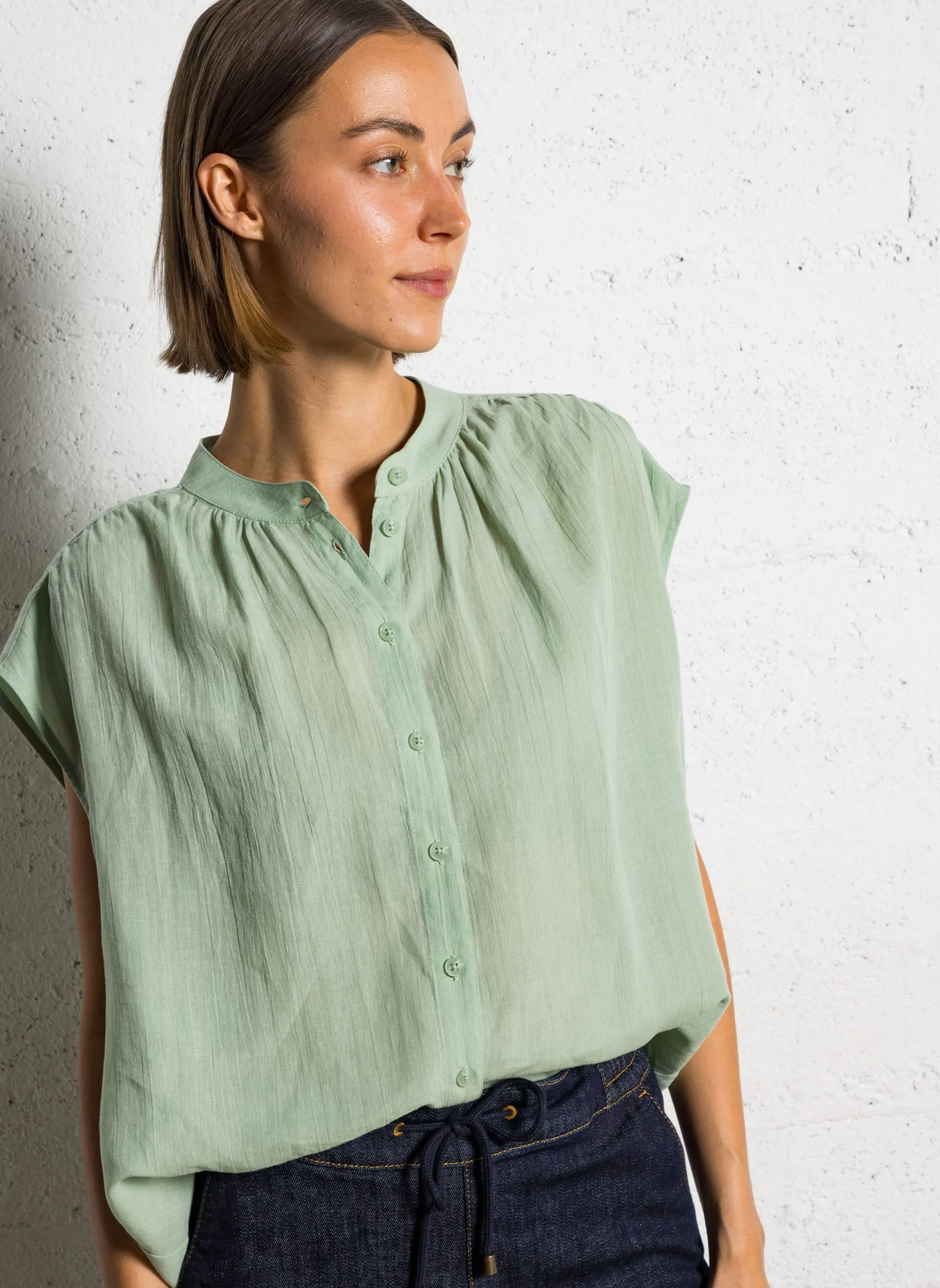 Blouse col rond Bleu NOLWENN