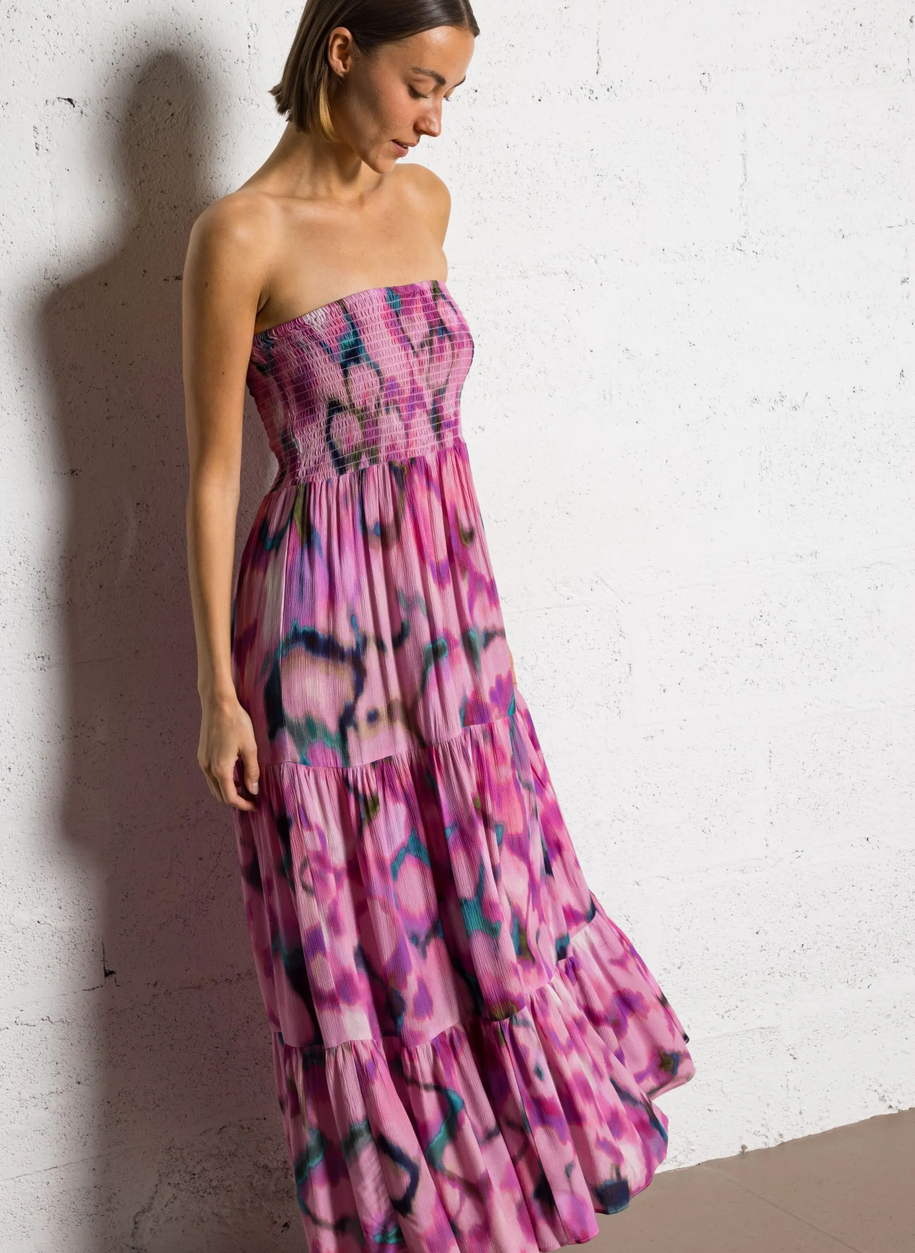 Robe longue imprimée Rose FATE