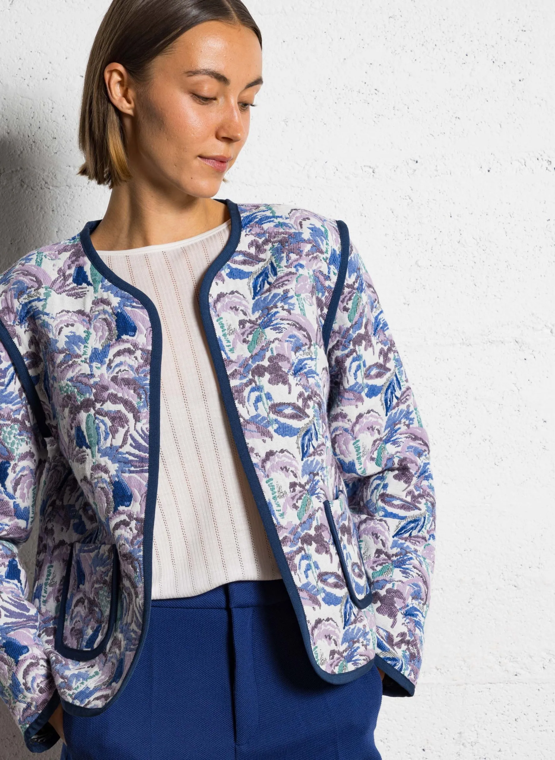 Blouson droit à motifs Blanc DORES