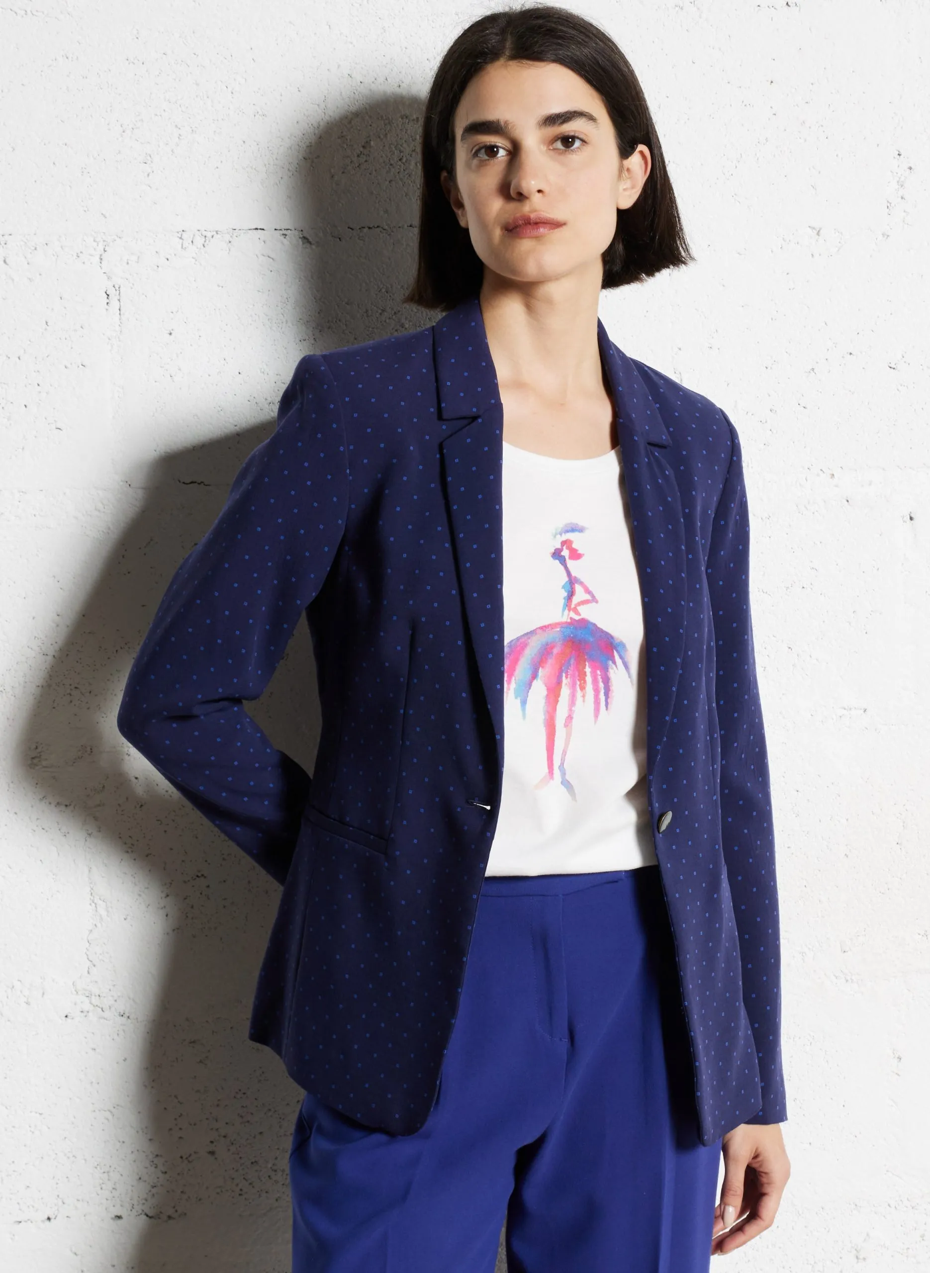 Veste de tailleur à pois Bleu VINNY