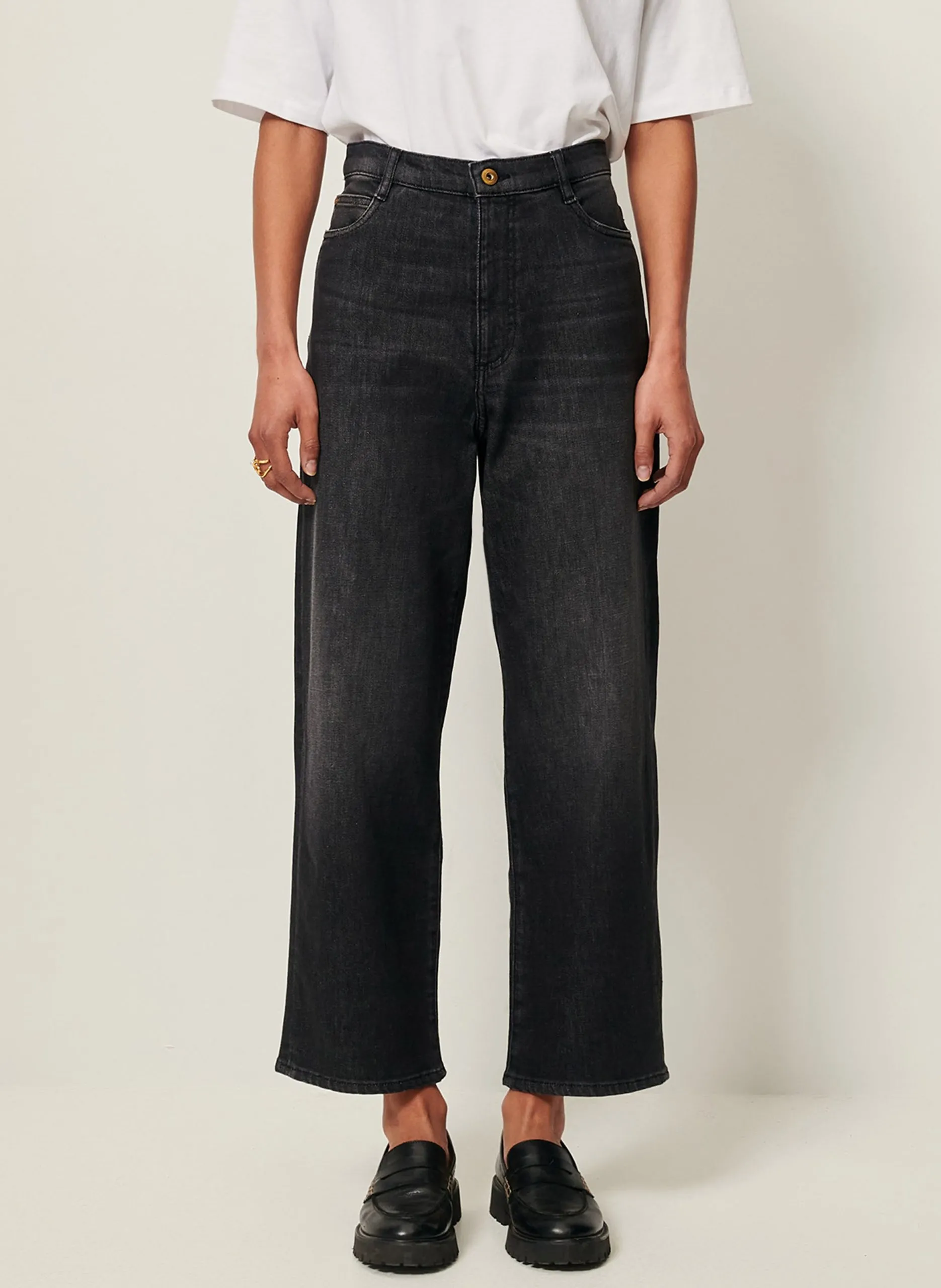 Jean flare taille haute en coton Noir BAY CRUISE