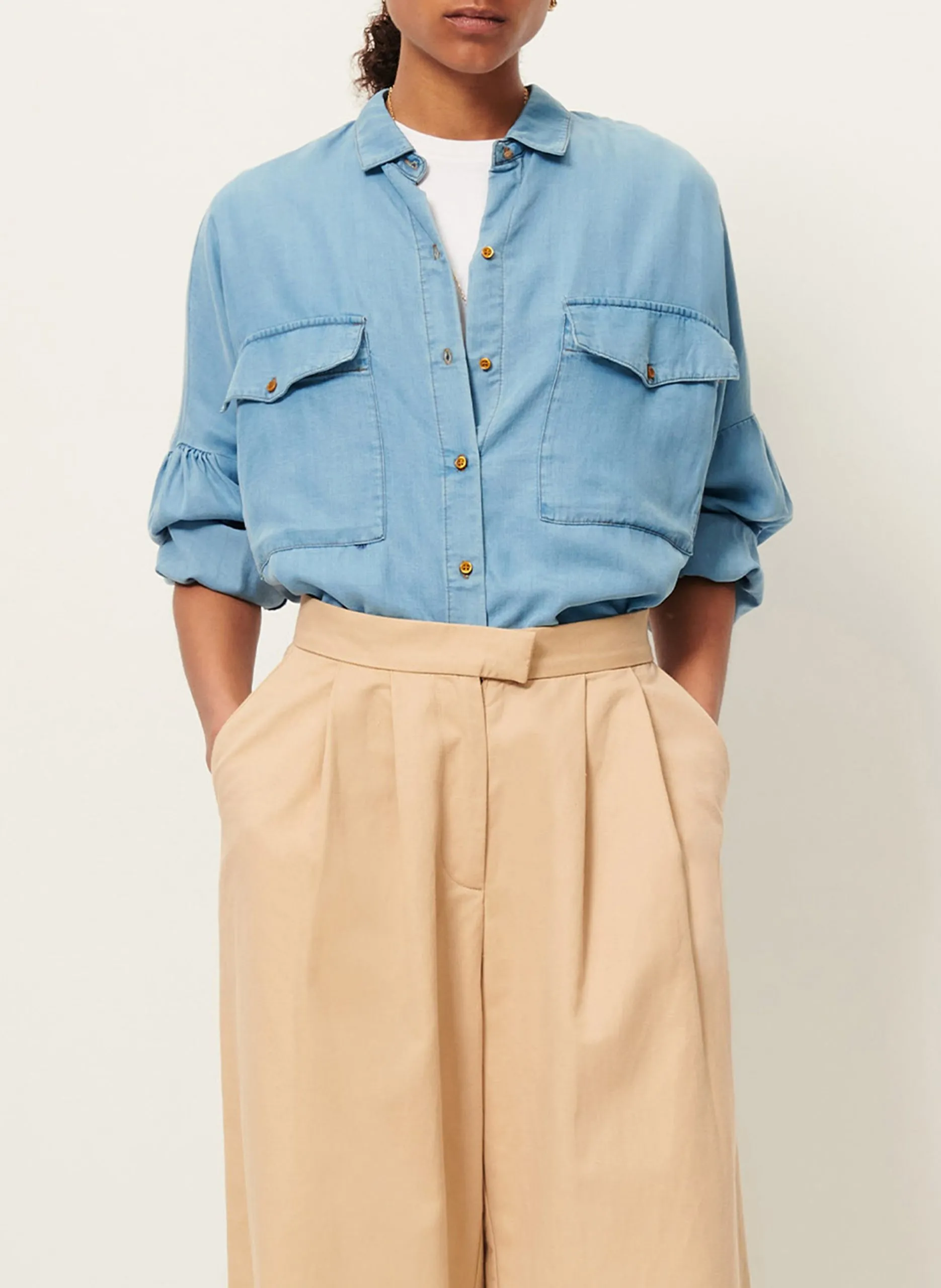 Chemise col classique en lyocell Bleu BOTANIA