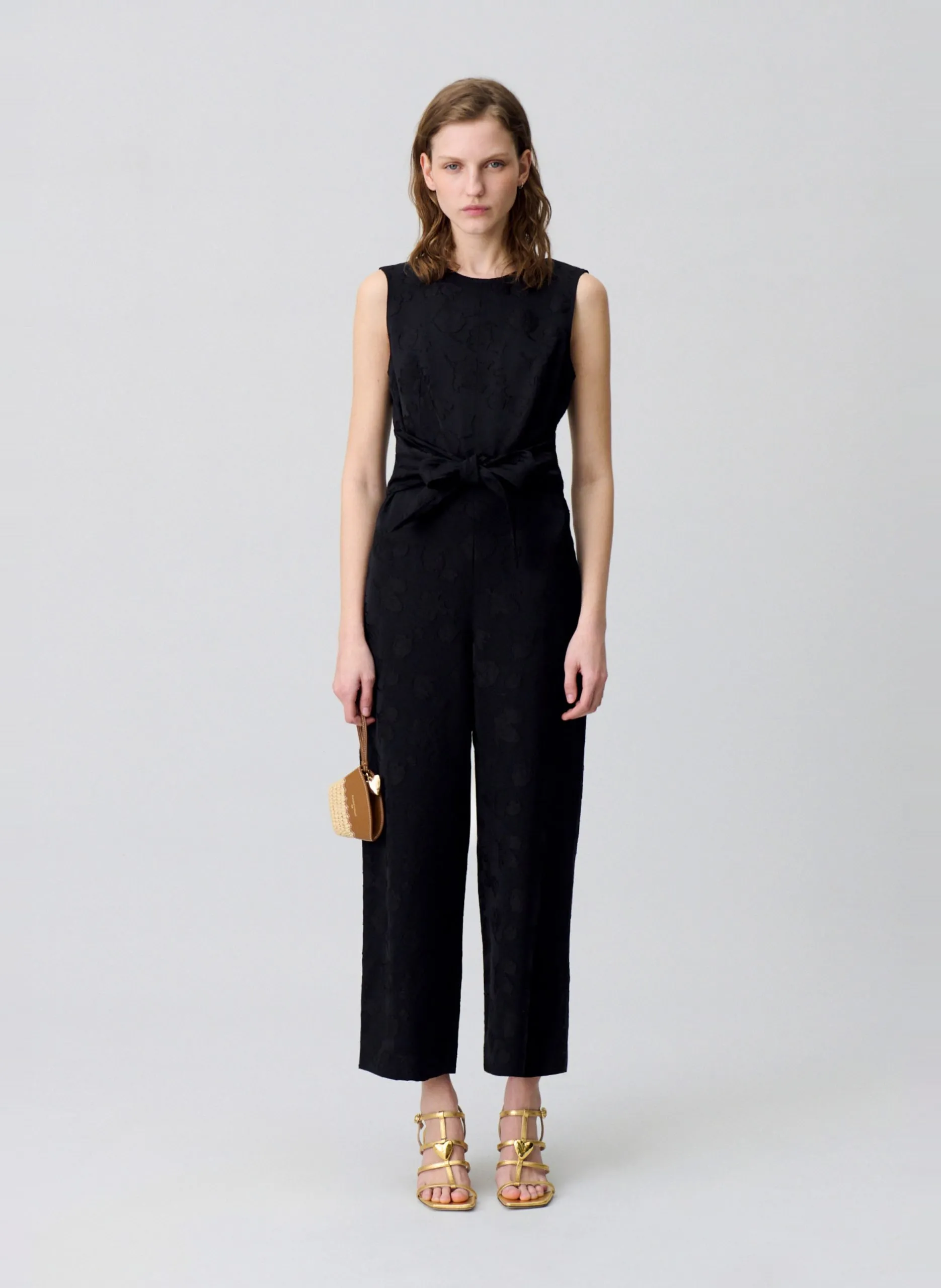 Combinaison col rond ceinturée Noir