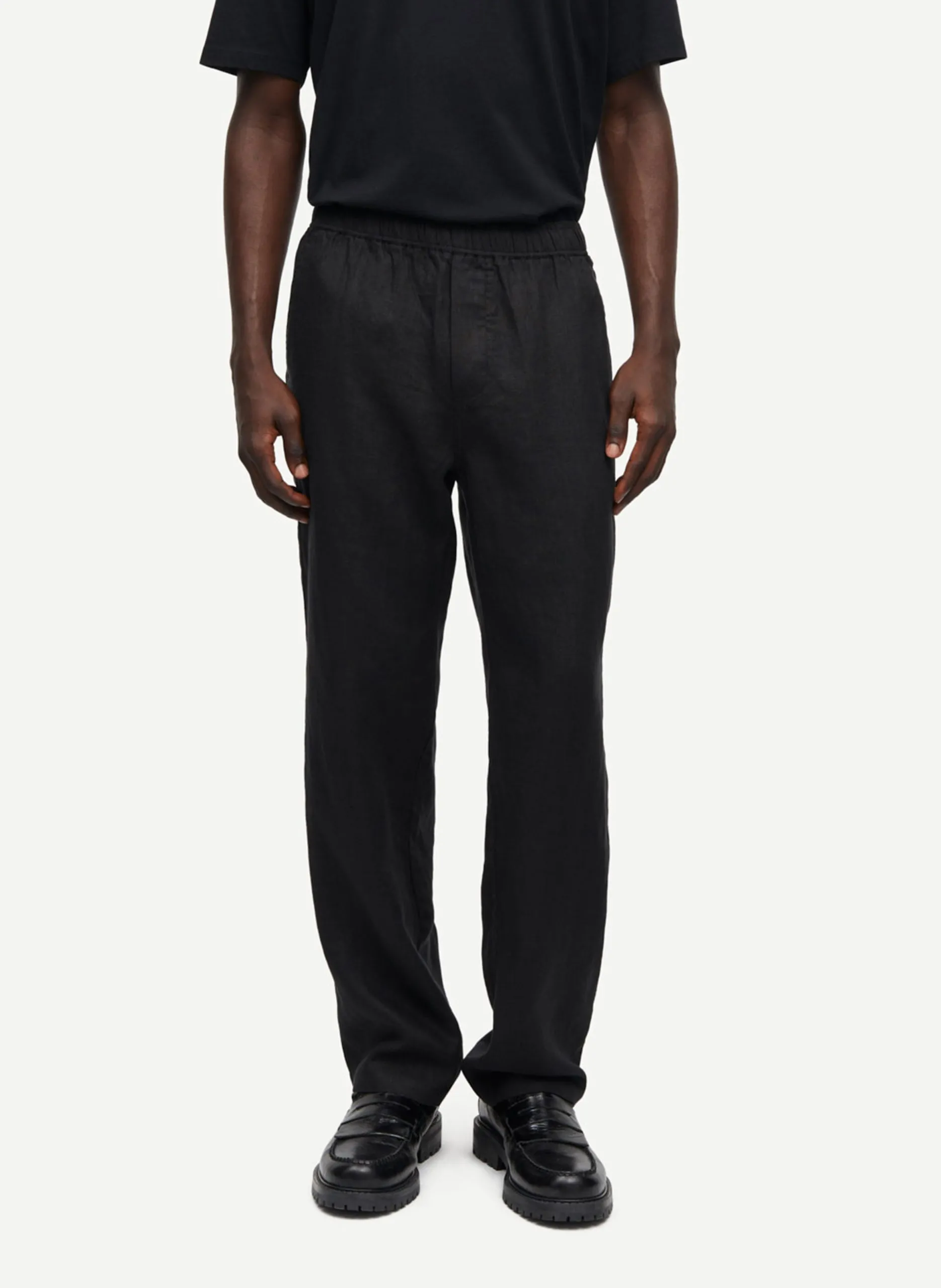 Pantalon droit en coton bio mélangé Noir JABARI