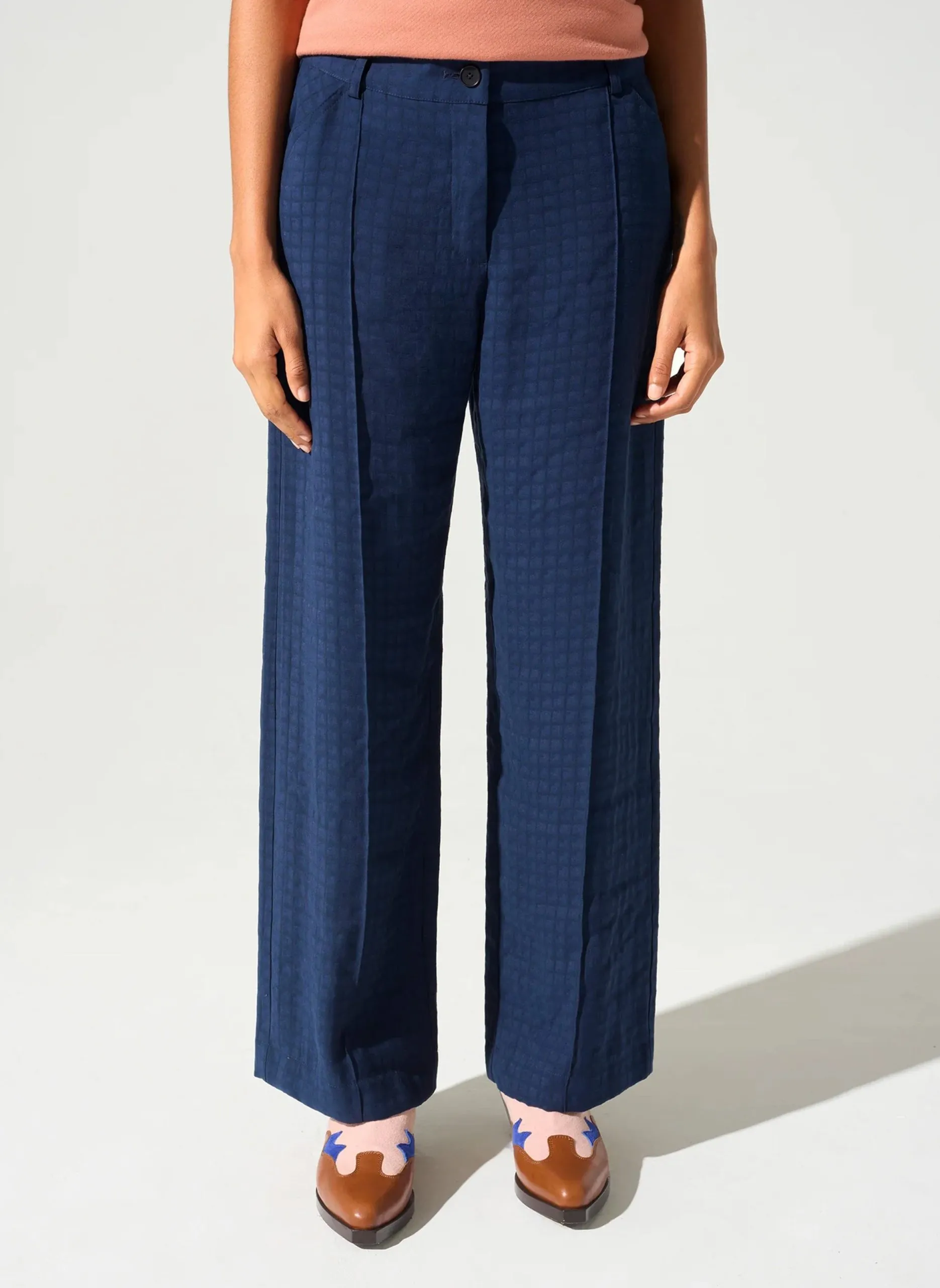 Pantalon large imprimé Bleu