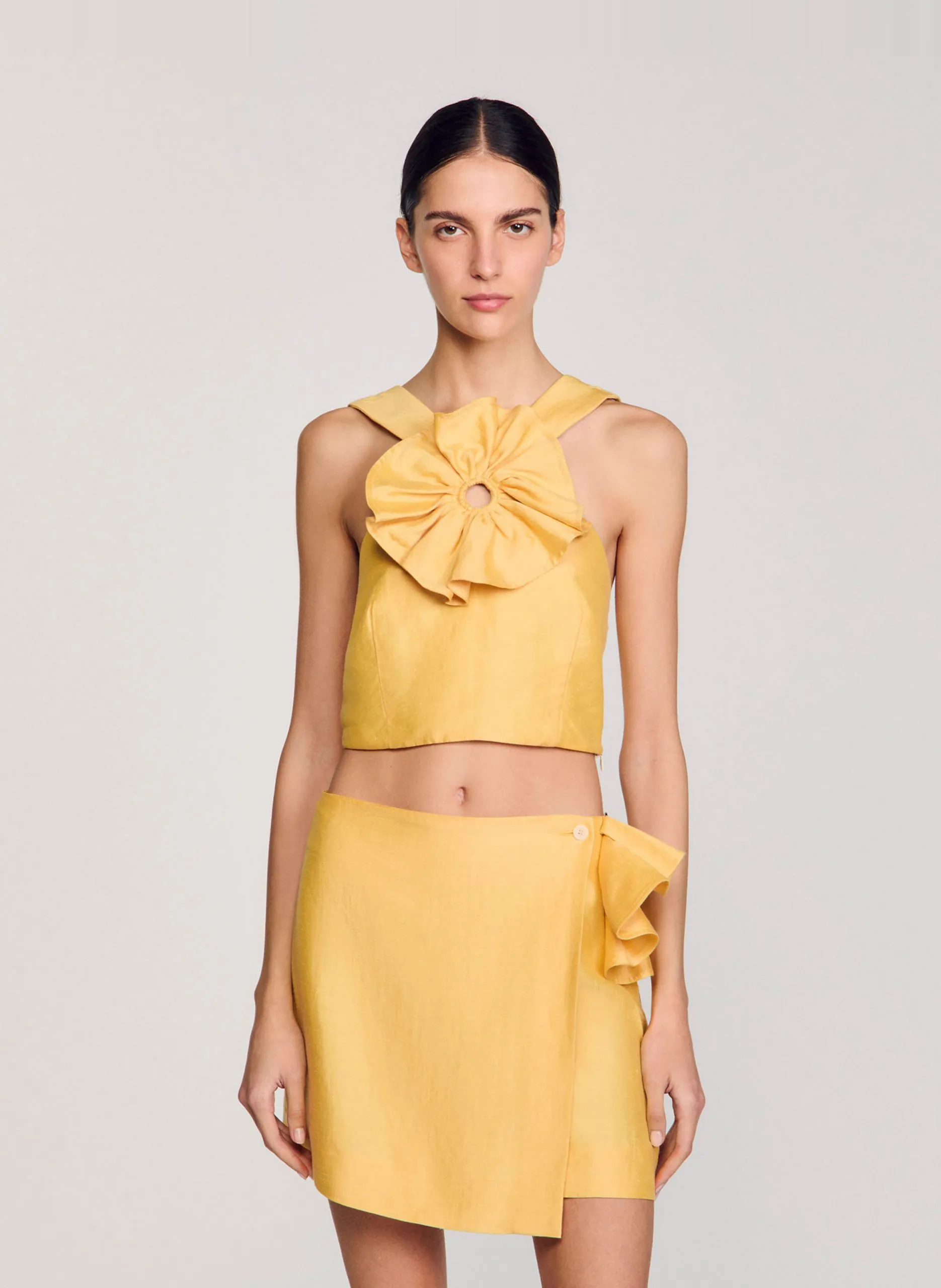 Top droit à volant Jaune