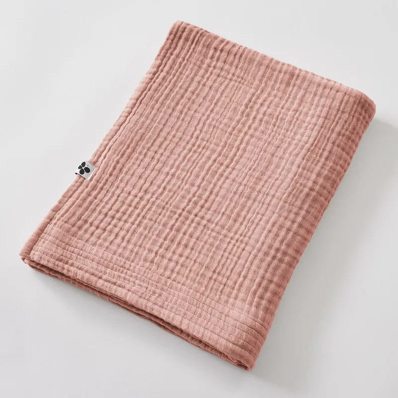 Drap de douche gaze de coton unie Rose