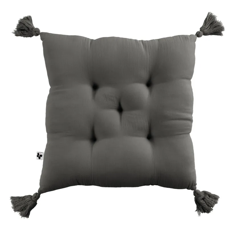 Coussin de sol en velours de coton Gris