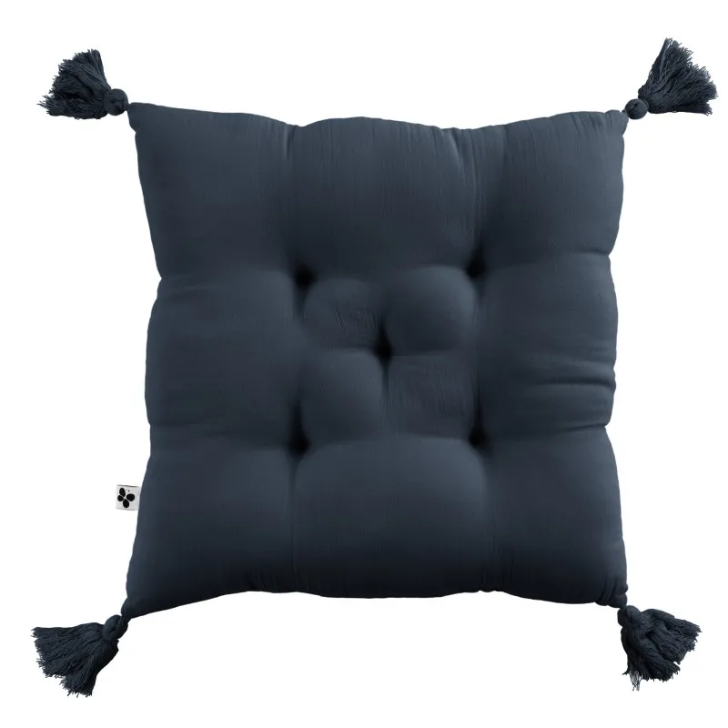 Coussin de sol en velours de coton Bleu