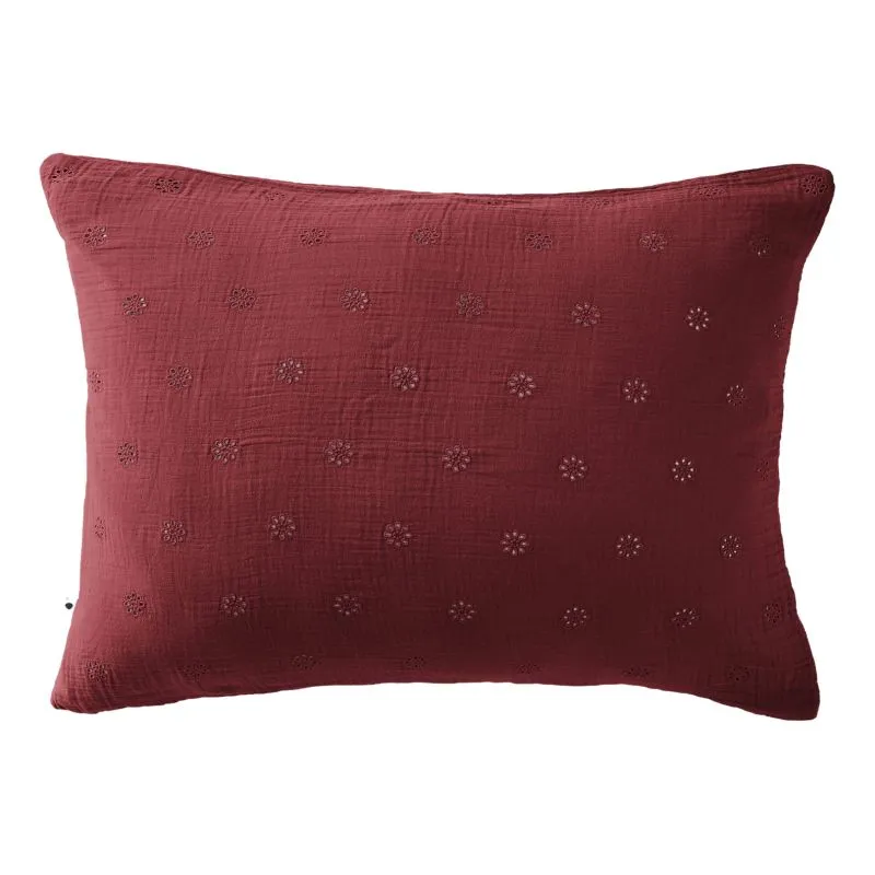 Taie d'oreiller percale de coton Rouge