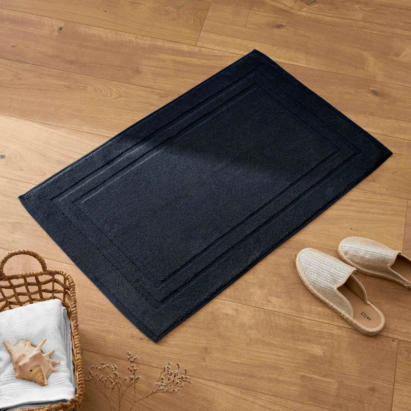 Tapis de bain 100% coton peigné Bleu