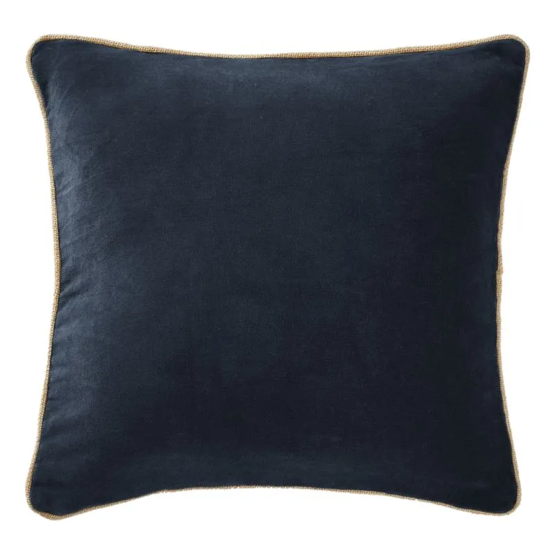Coussin déco déhoussable 100% coton Bleu