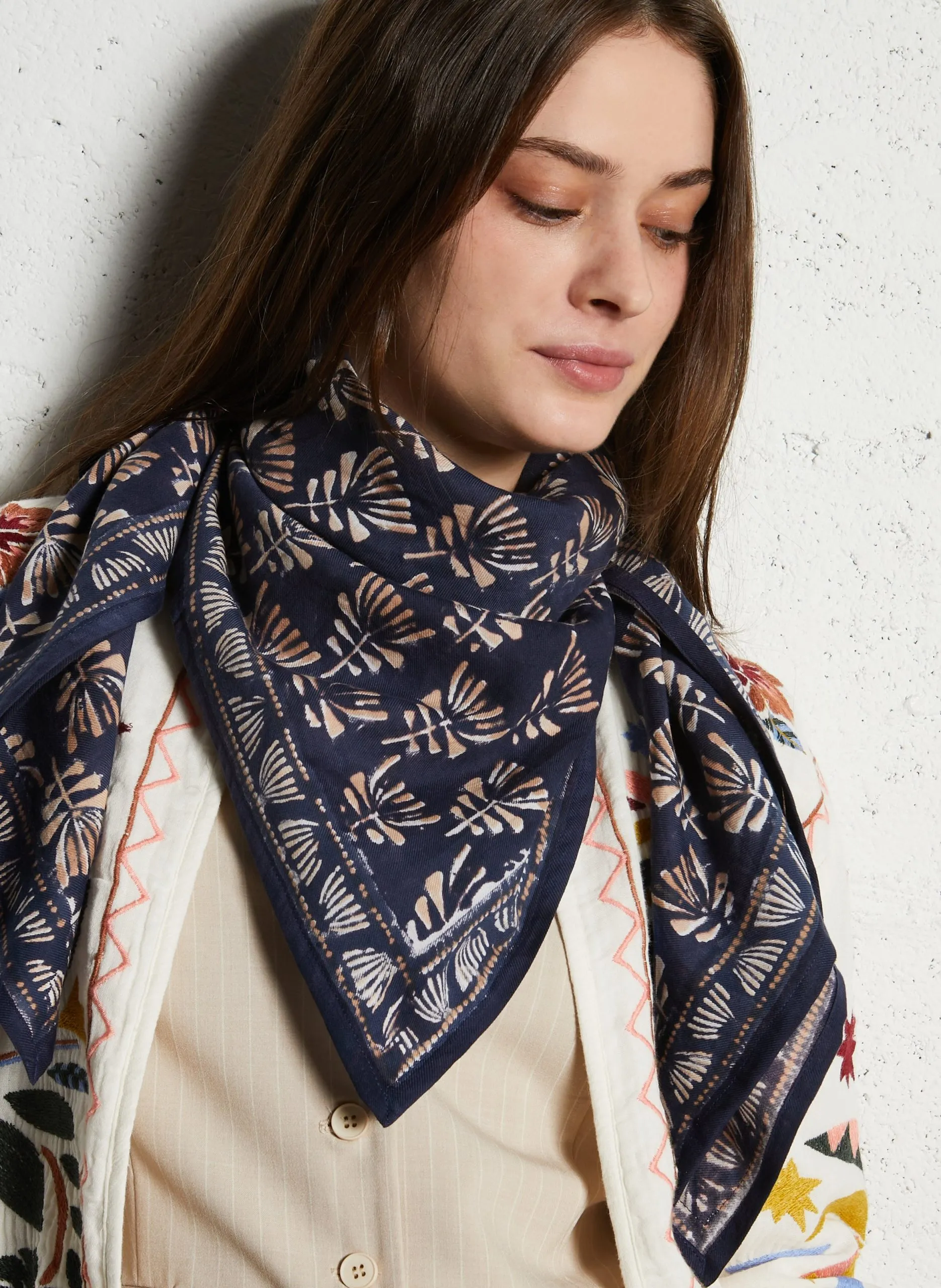 Foulard en coton Bleu LATIKA